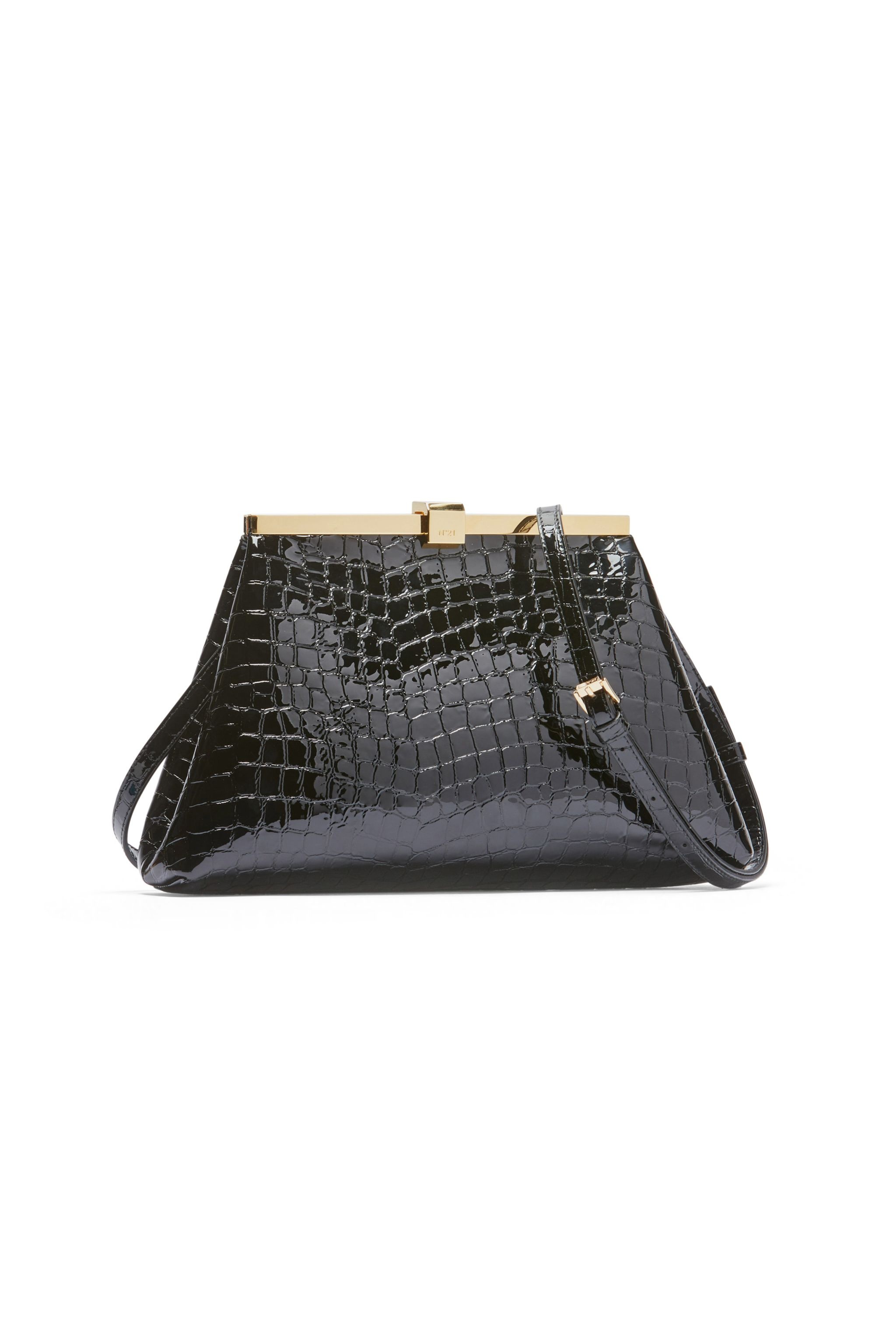 PUFFY JEANNE CROC-EFFECT LEATHER SHOULDER BAG - 3