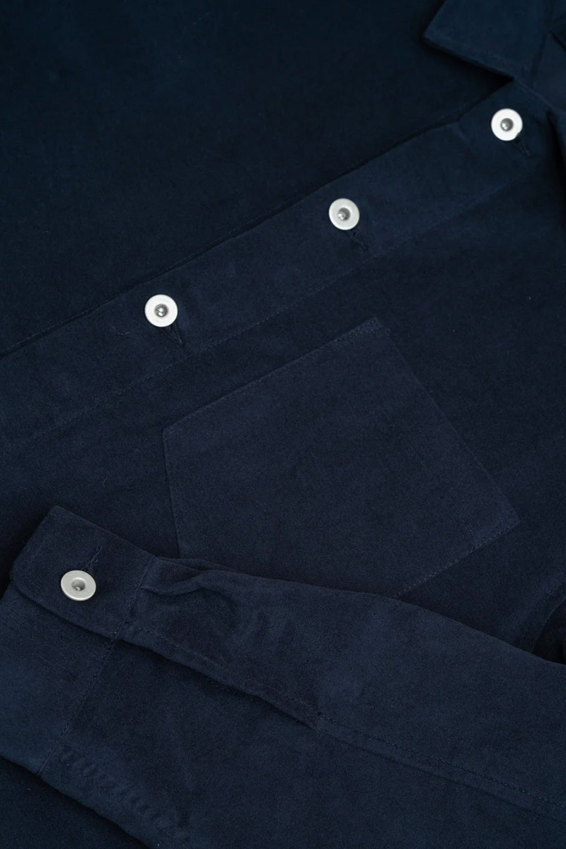 JAMES COWARD Travail Shirt - Navy Cotton Moleskin outlook