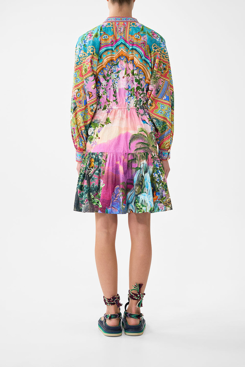 CAMILLA SHORT TIERED SHIRTDRESS WITH WIDE WAIST TIE outlook