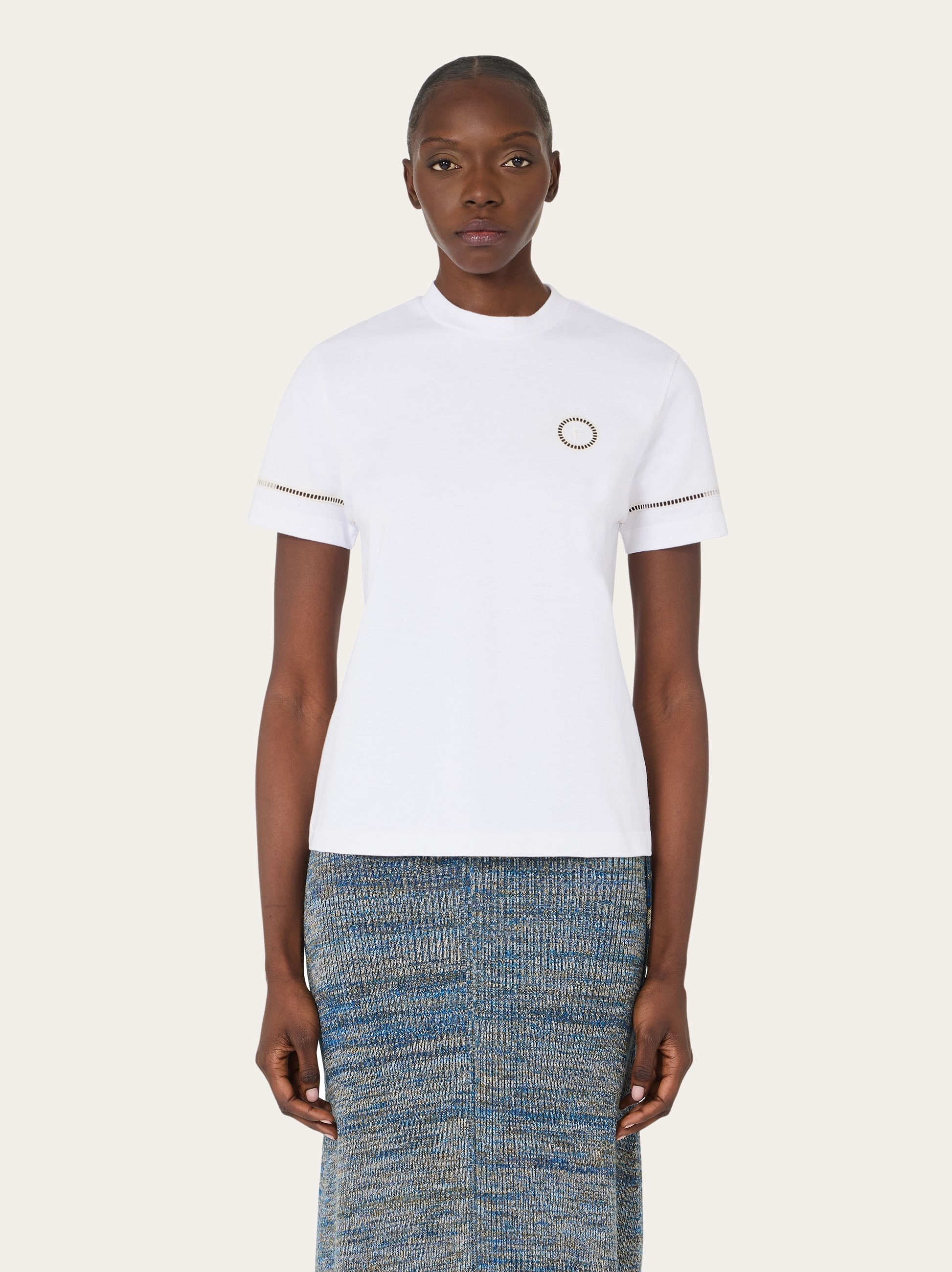 T-shirt with jour stitch detail - 2