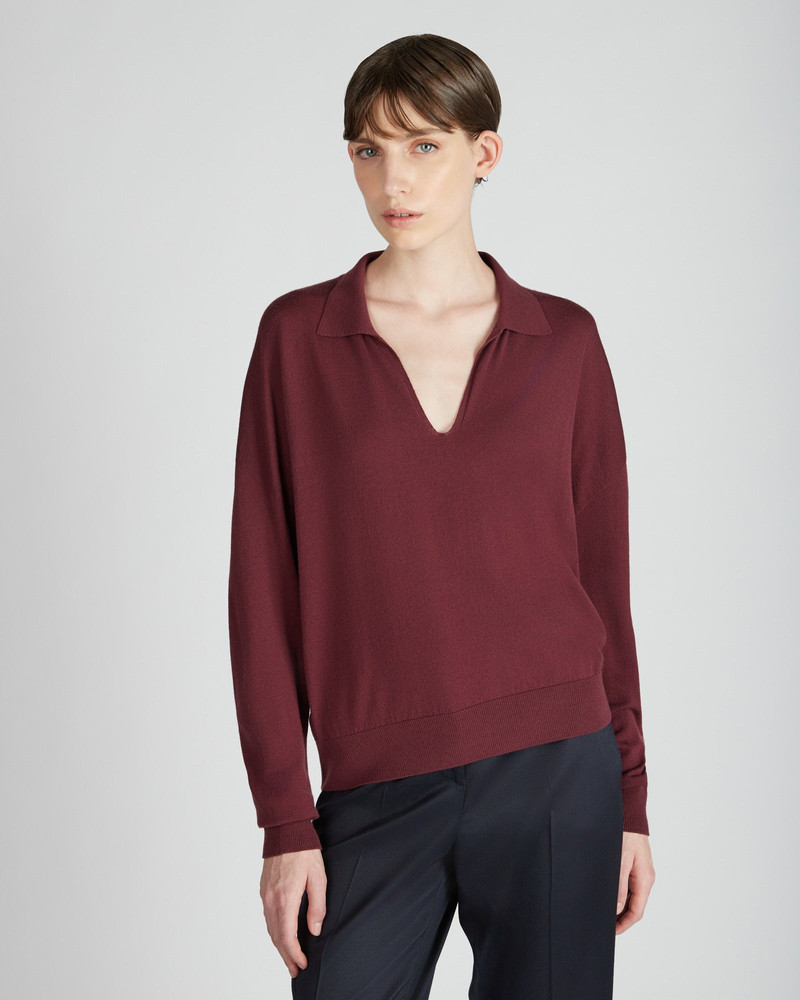 SLOWEAR Wide fit V neck polo shirt in Flexwool outlook