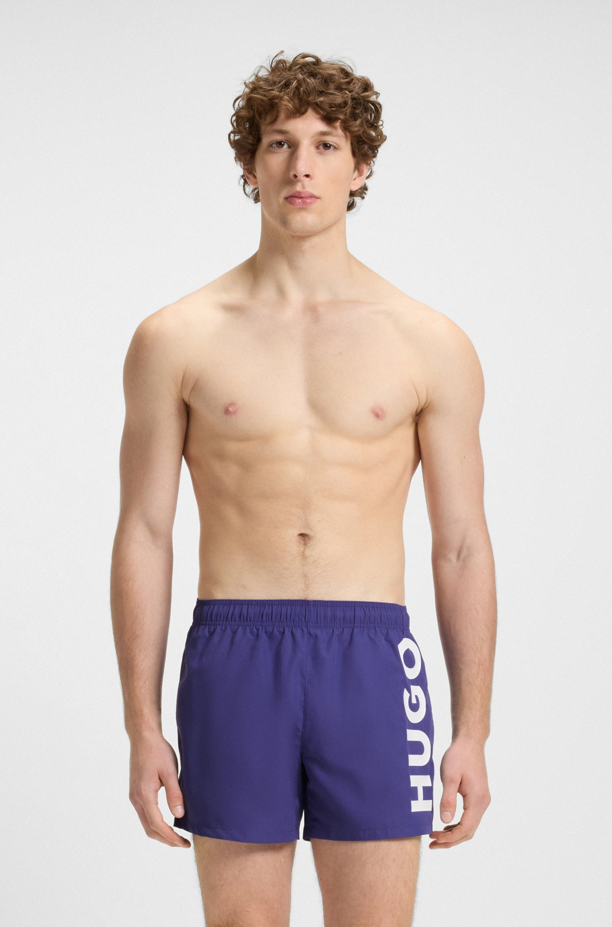 QUICK-DRY SWIM SHORTS WITH VERTICAL LOGO PRINT - 2