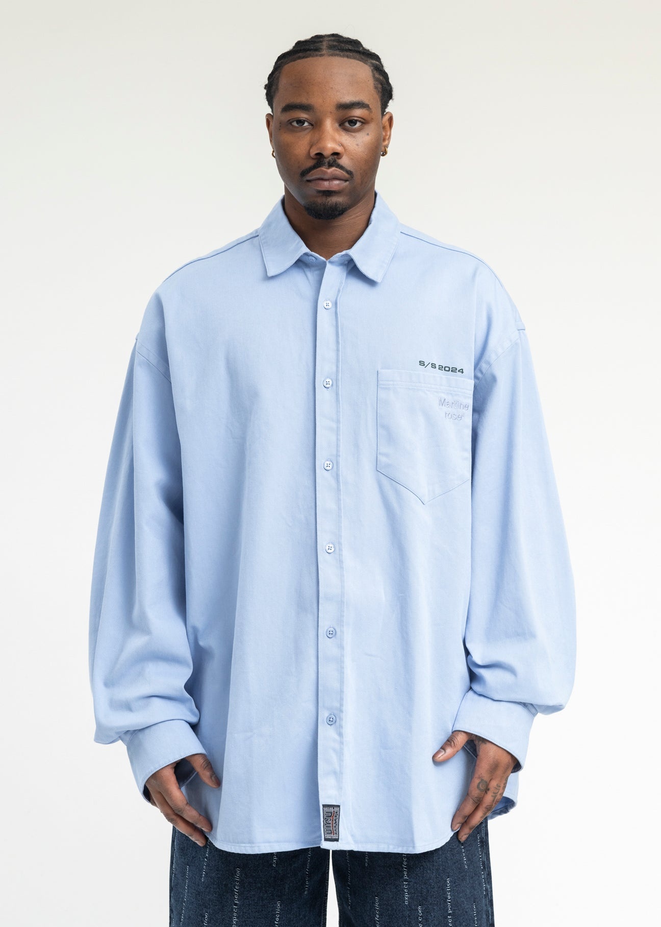 PALE BLUE / MARTINE PRINT LONG SLEEVE OVERSHIRT - 1