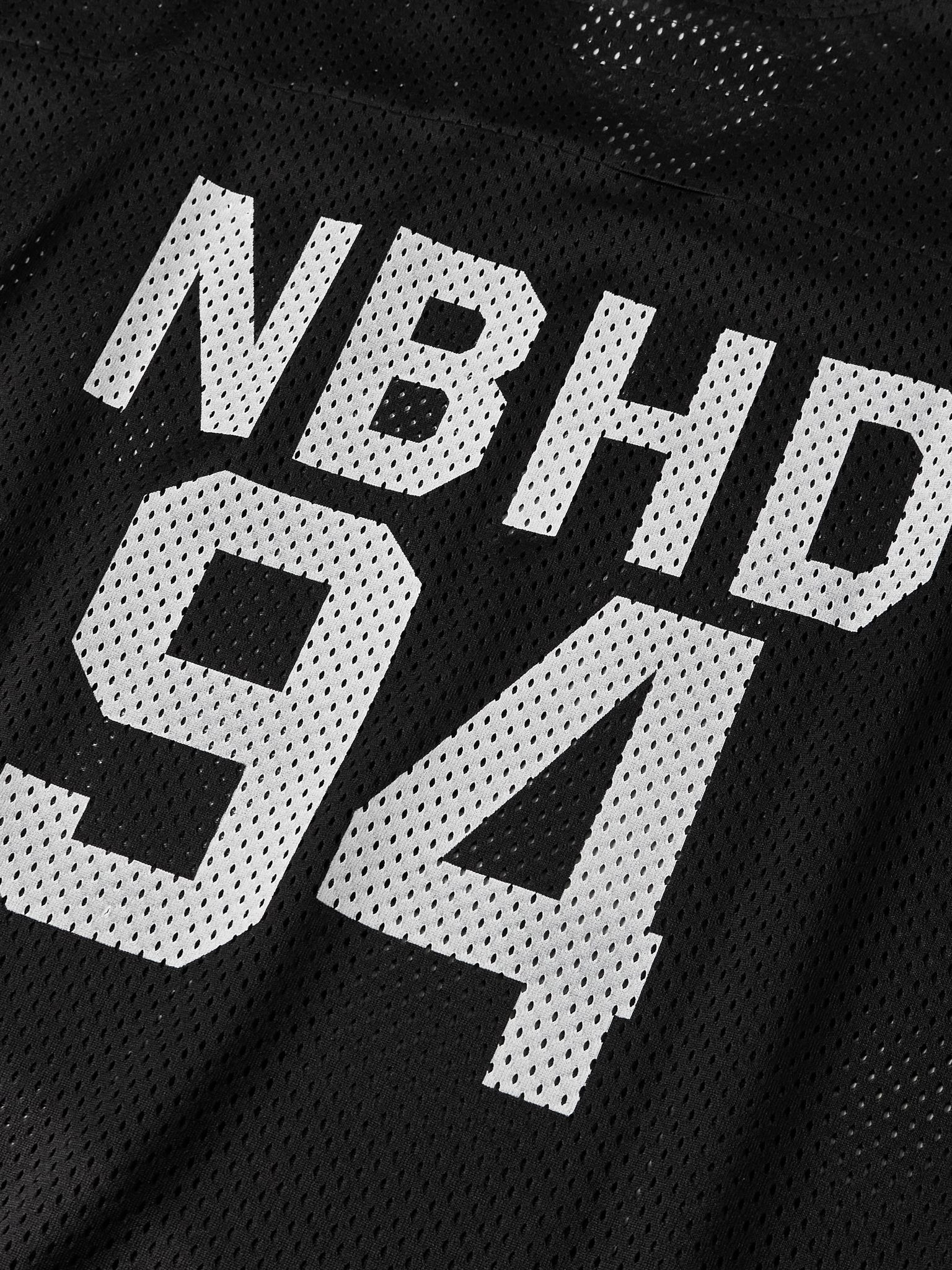 Logo-Print Appliquéd Mesh T-Shirt Black - 5