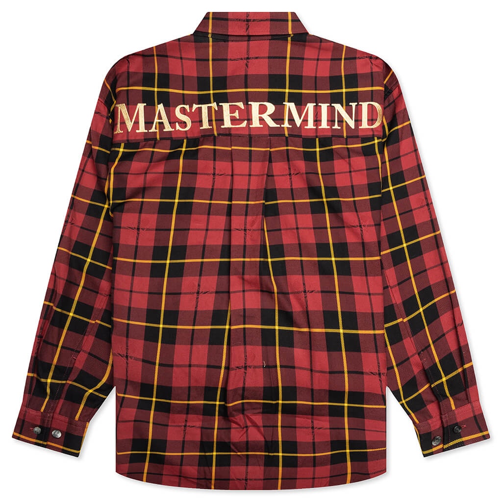 PLAID LONG SLEEVE WOVEN SHIRT - BURGUNDY PLAID - 2
