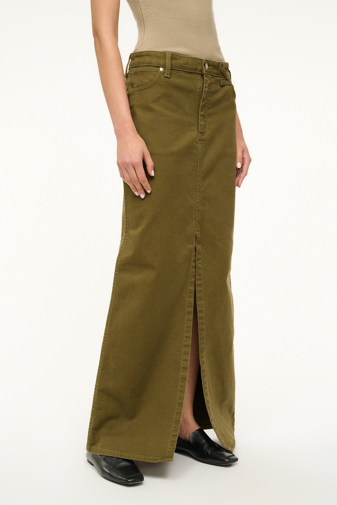 STAUD WRANGLER THE MAXI SKIRT SERGEANT GREEN - 3