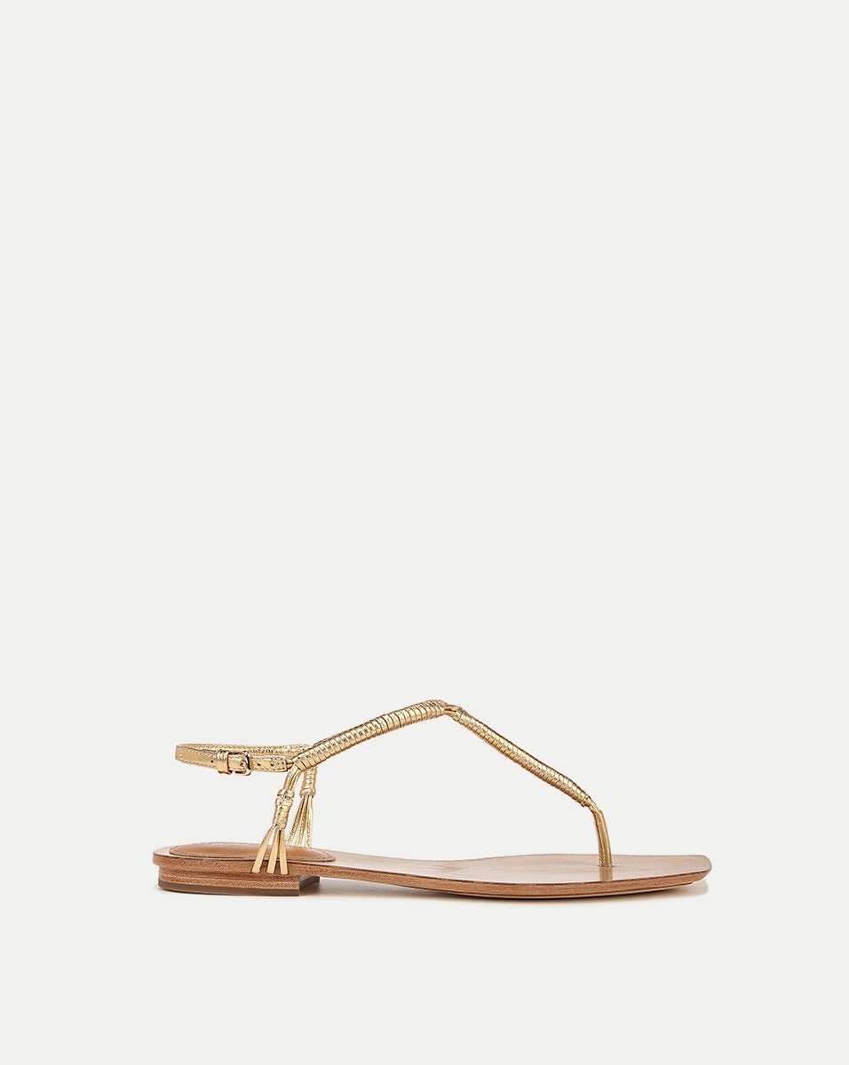 AMELIA T-STRAP METALLIC SANDAL - 1