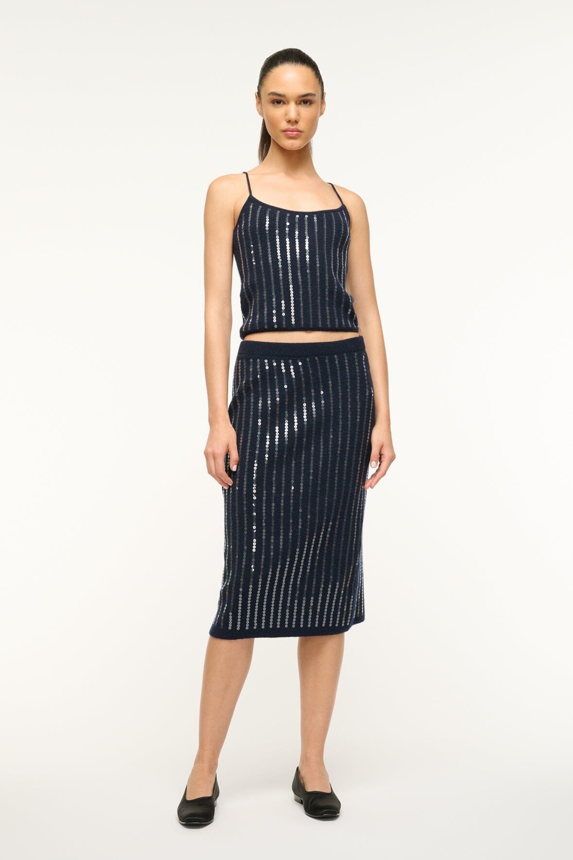 ワンピース STAUD Women Mid Skirts R24F2184JO BLACK NAVY Black Staud Makayla Skirt in Navy | FWRD