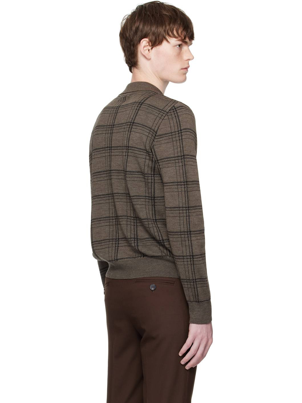 Brown Check Jacquard Polo - 3