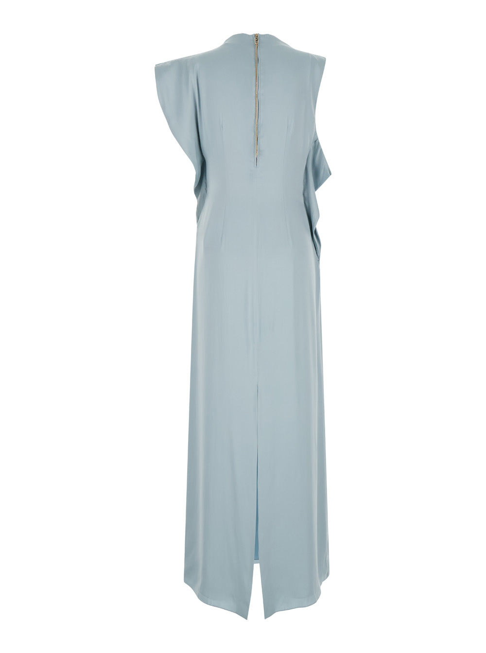 Fendi Women Light Blue Long Dress With Asymmetric Sleeves In Silk Woman - 2