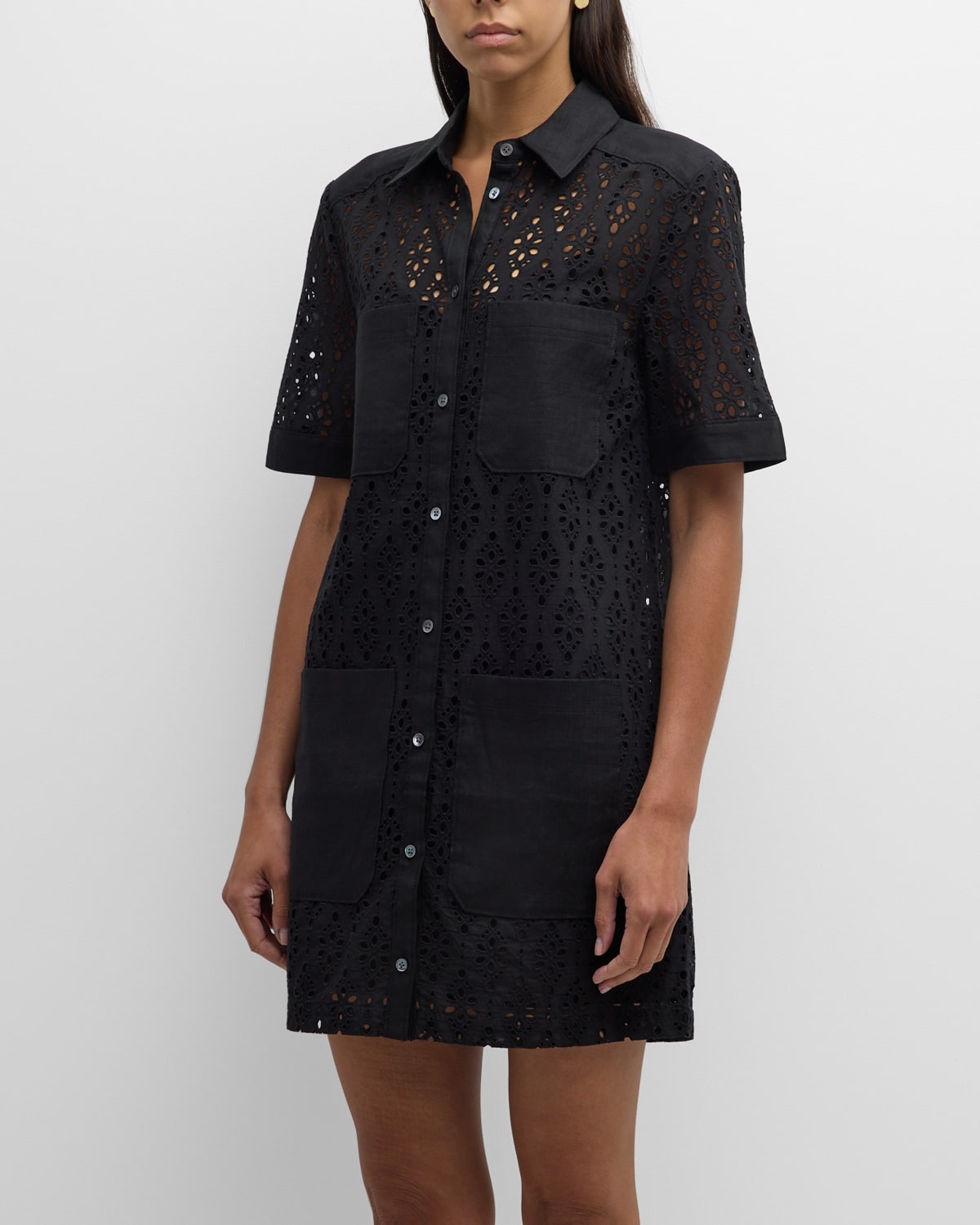 Rafaela Eyelet Mini Shirtdress - 3