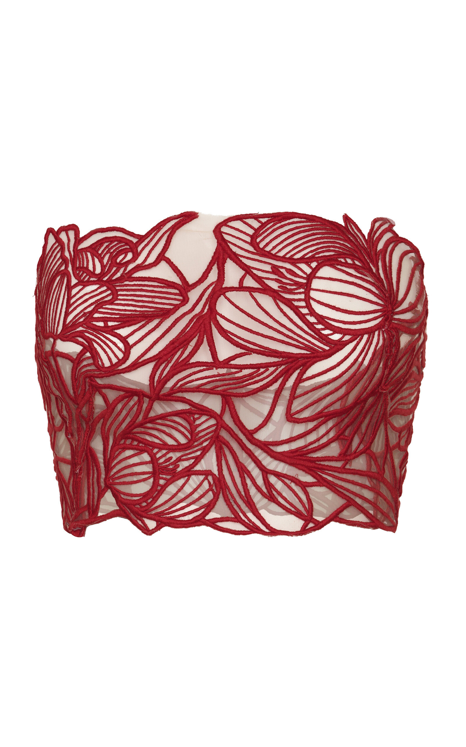 Astromelia Embroidered Tulle Crop Top red - 1