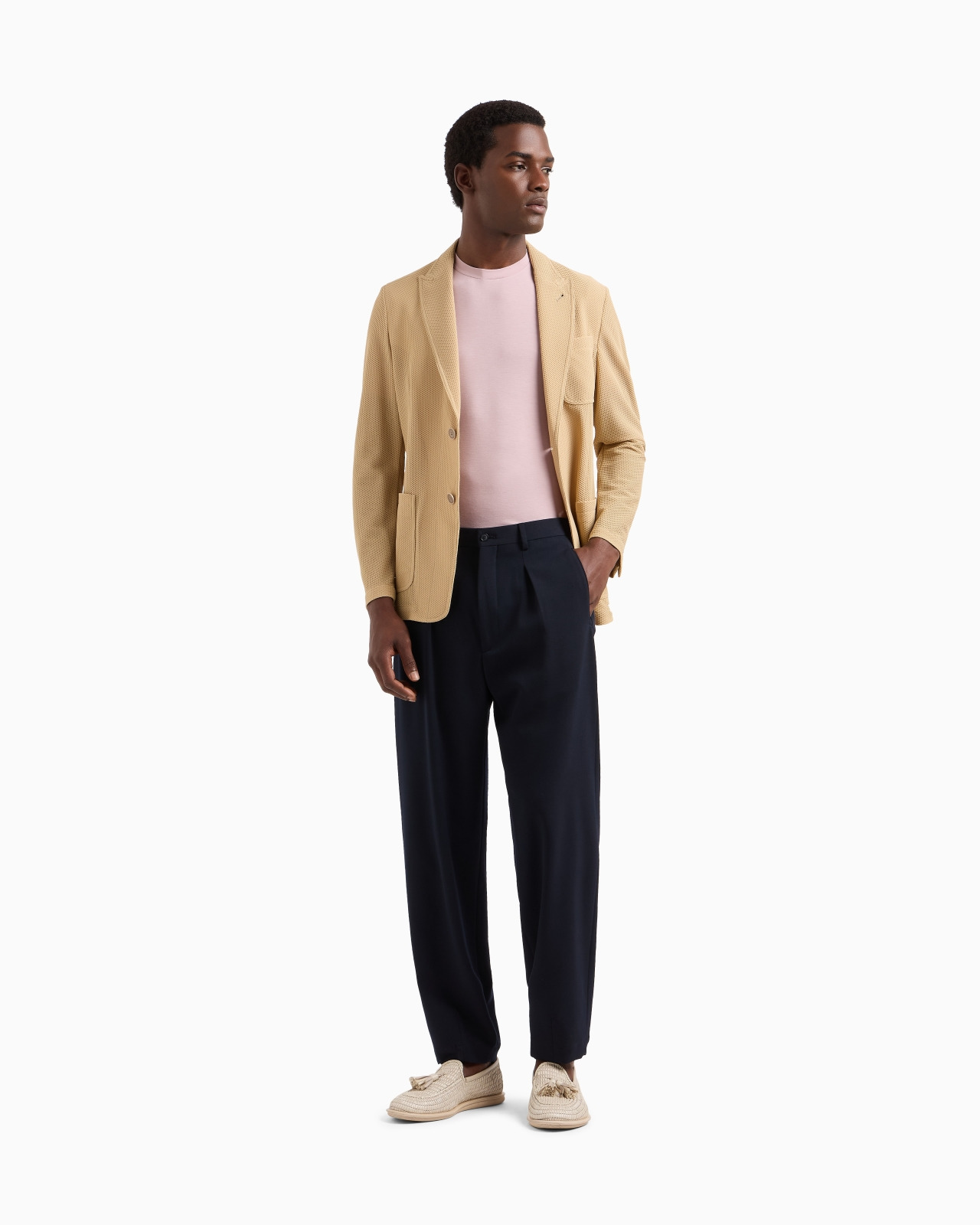 SINGLE-BREASTED JACKET IN TECHNICAL WAFFLE FABRIC - 2