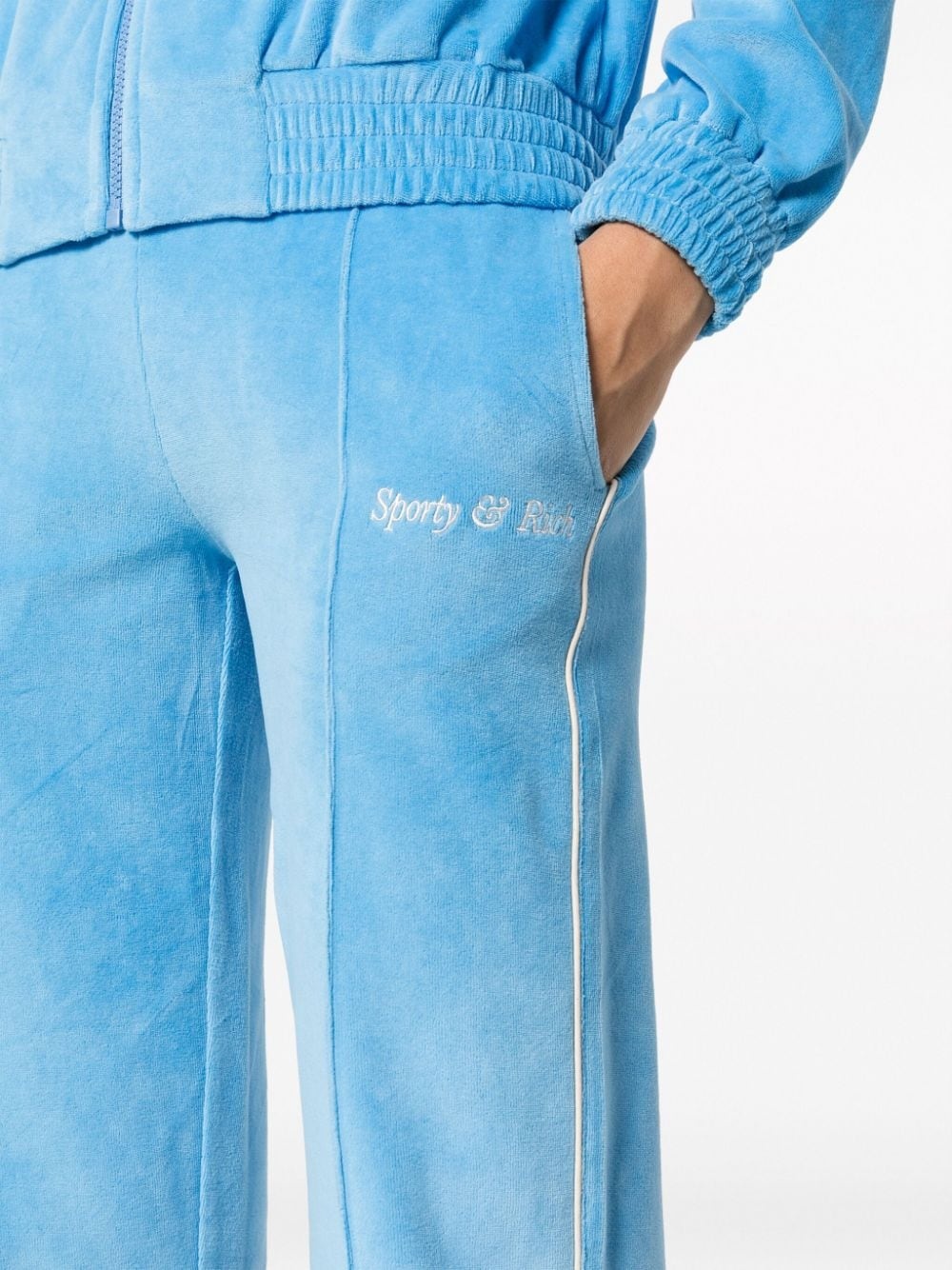 towelling-finish logo-embroidered track pants - 5