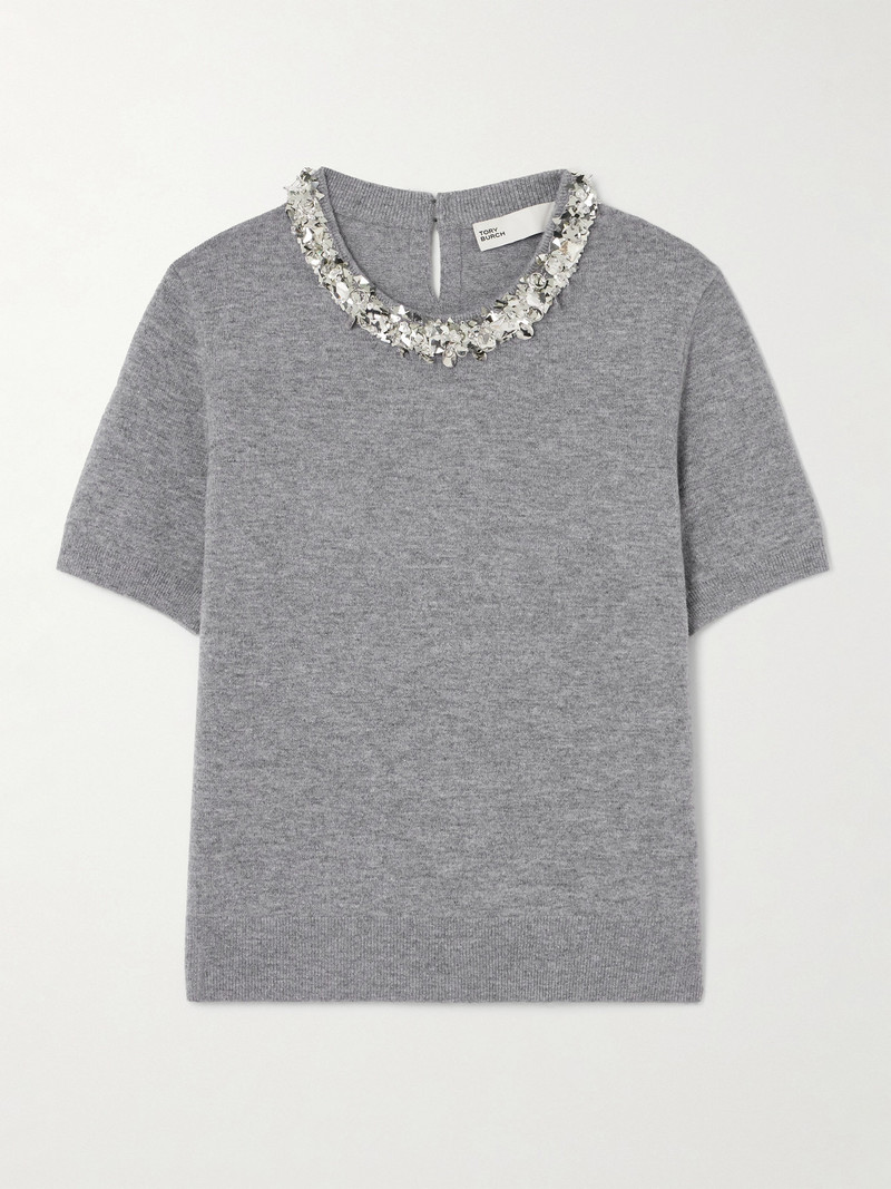 Embellished Wool And Cashmere-blend Sweater 1
