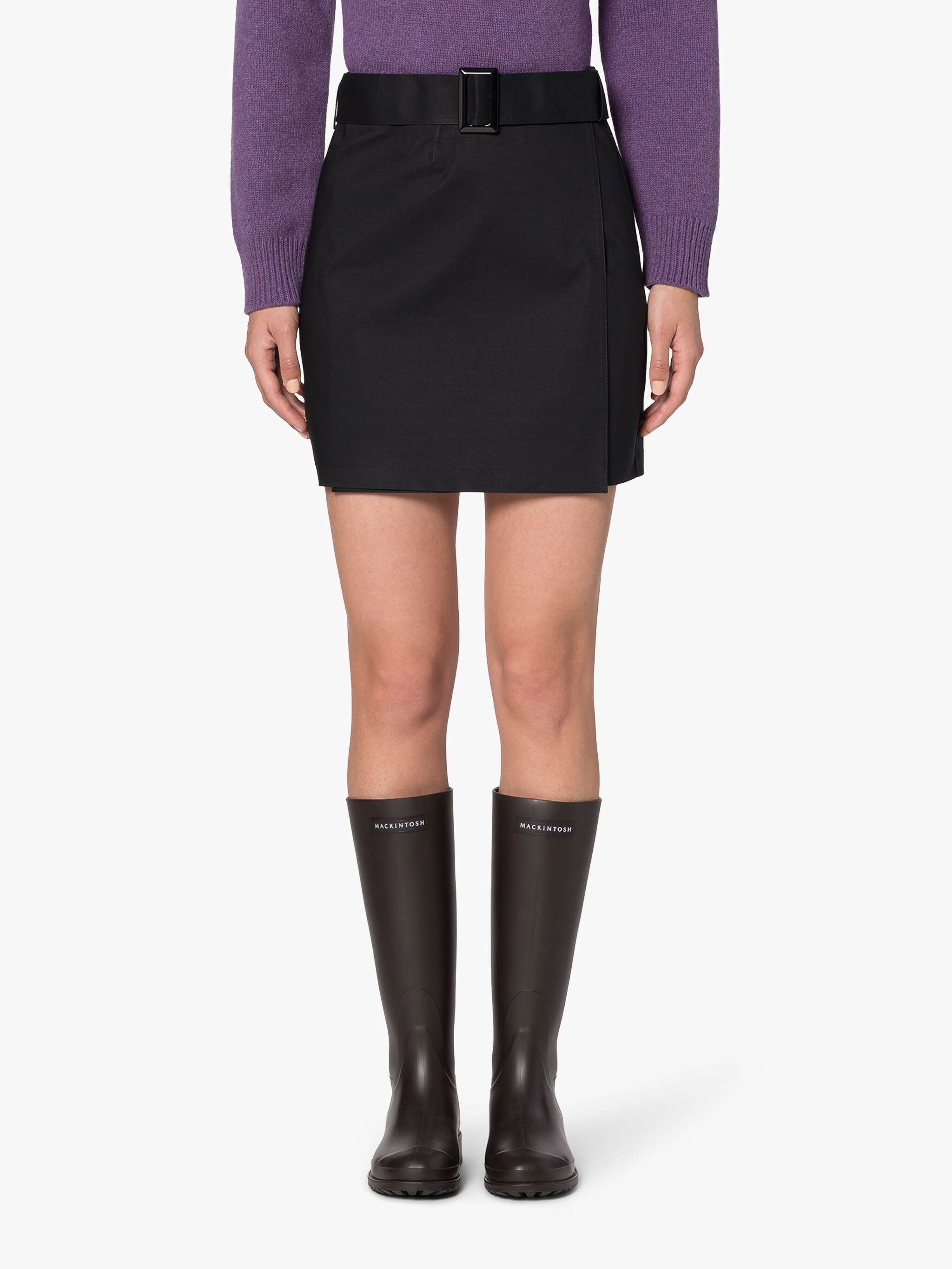 SEEMA BLACK BONDED COTTON SKIRT - 3