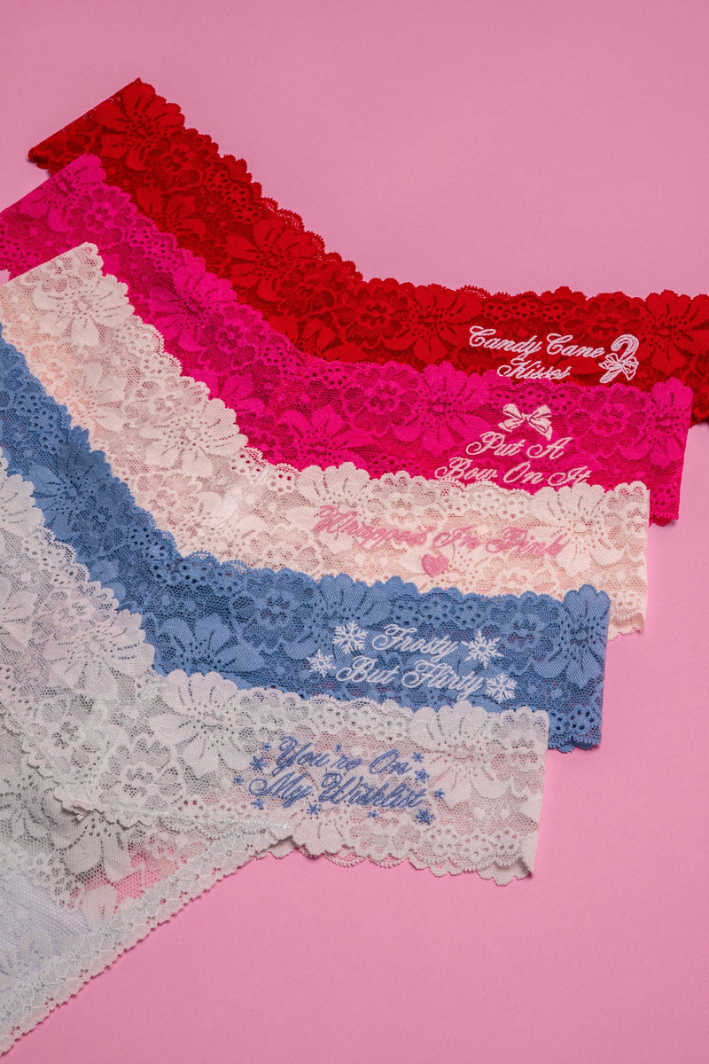 PINK x LoveShackFancy Wink Lace Thong Panties - Pack of 5 3