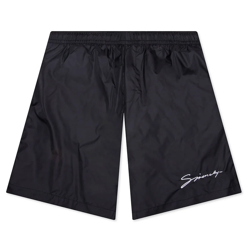 SIGNATURE LOGO SWIM SHORTS - BLACK/WHITE - 1