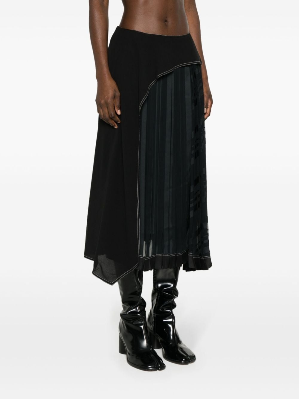 pleated draped panel midi skirt - 6