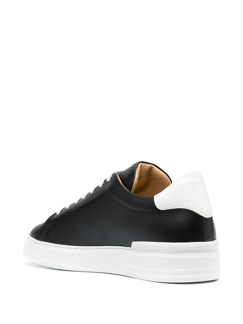 logo-plaque two-tone leather sneakers - 3