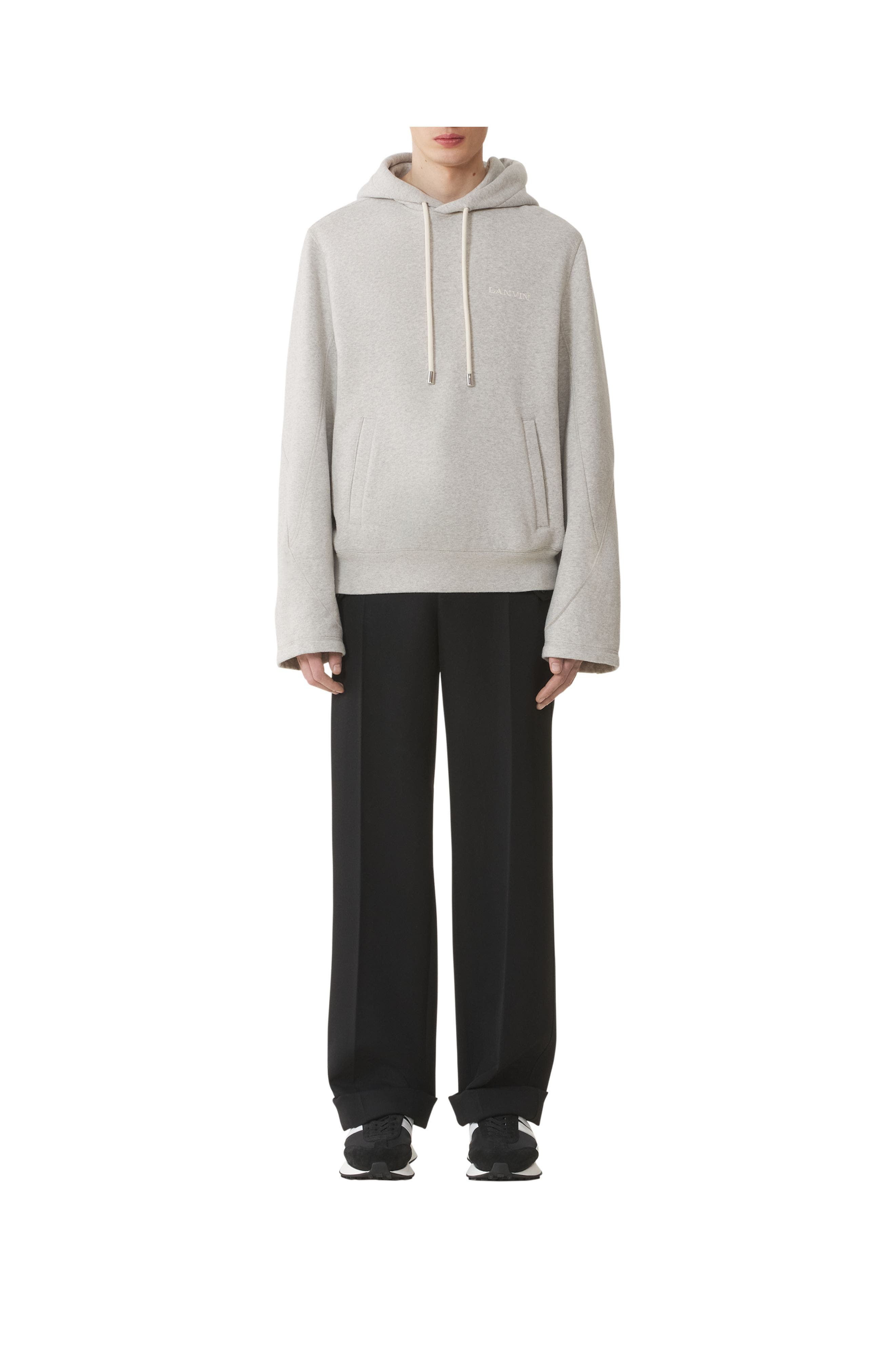 Lanvin Cotton Fleece And Cashmere Hoodie in Heather Grey at Nordstrom - 2