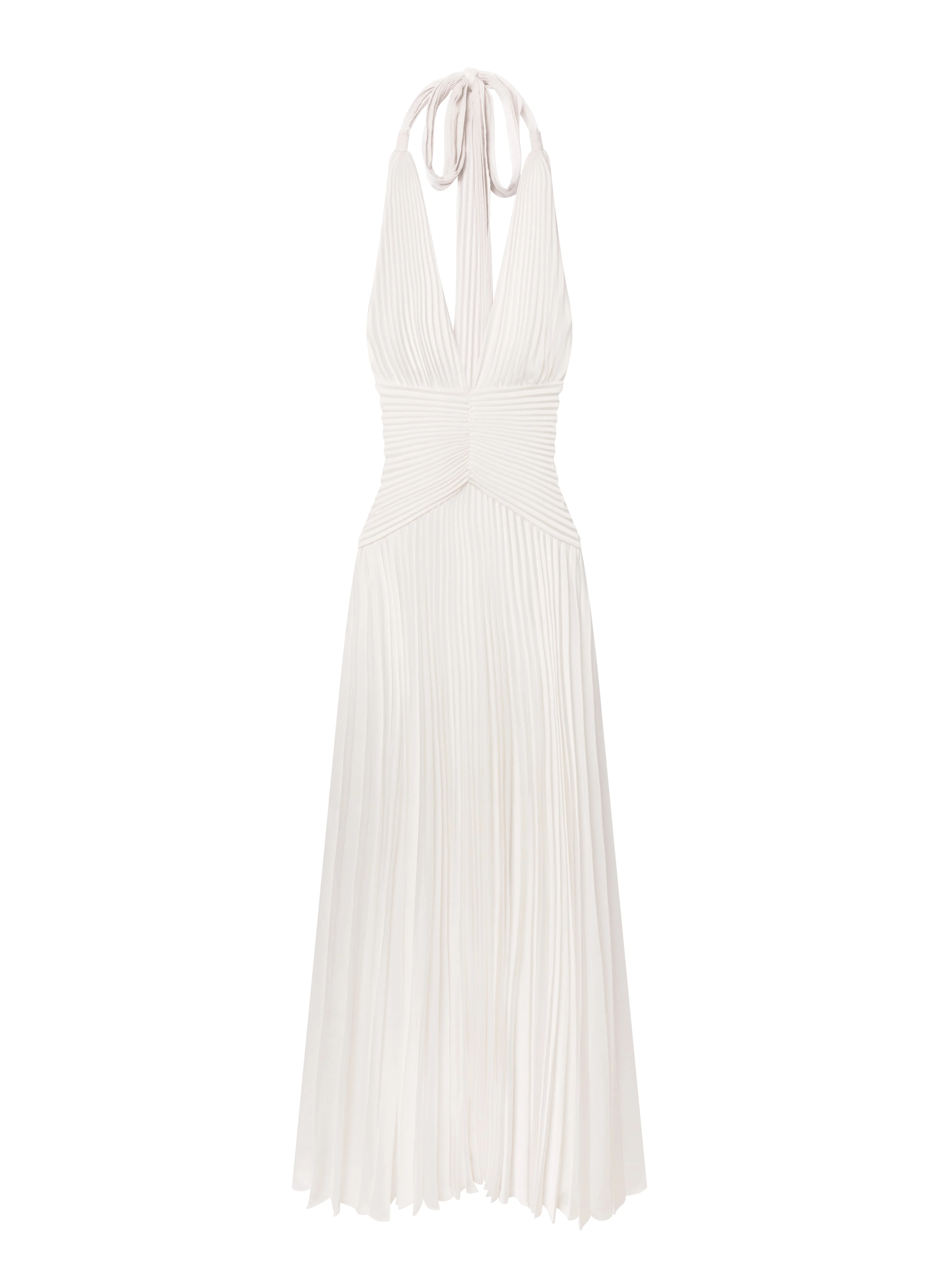 Sabine Scarf Tie Satin Pleated Gown - 1