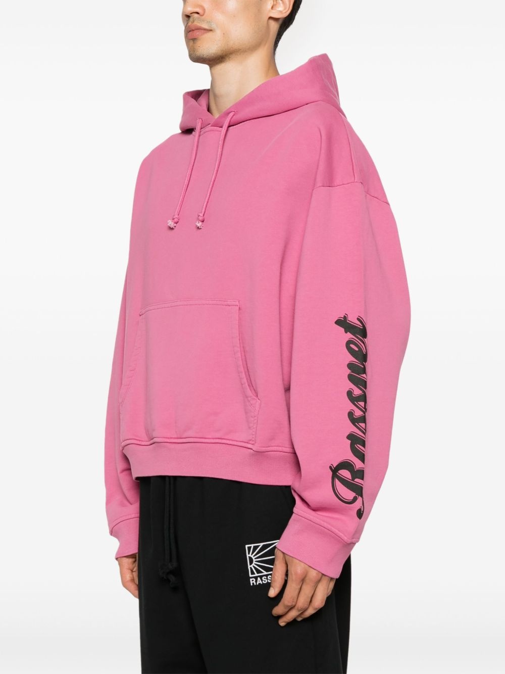 logo-print cotton hoodie - 3