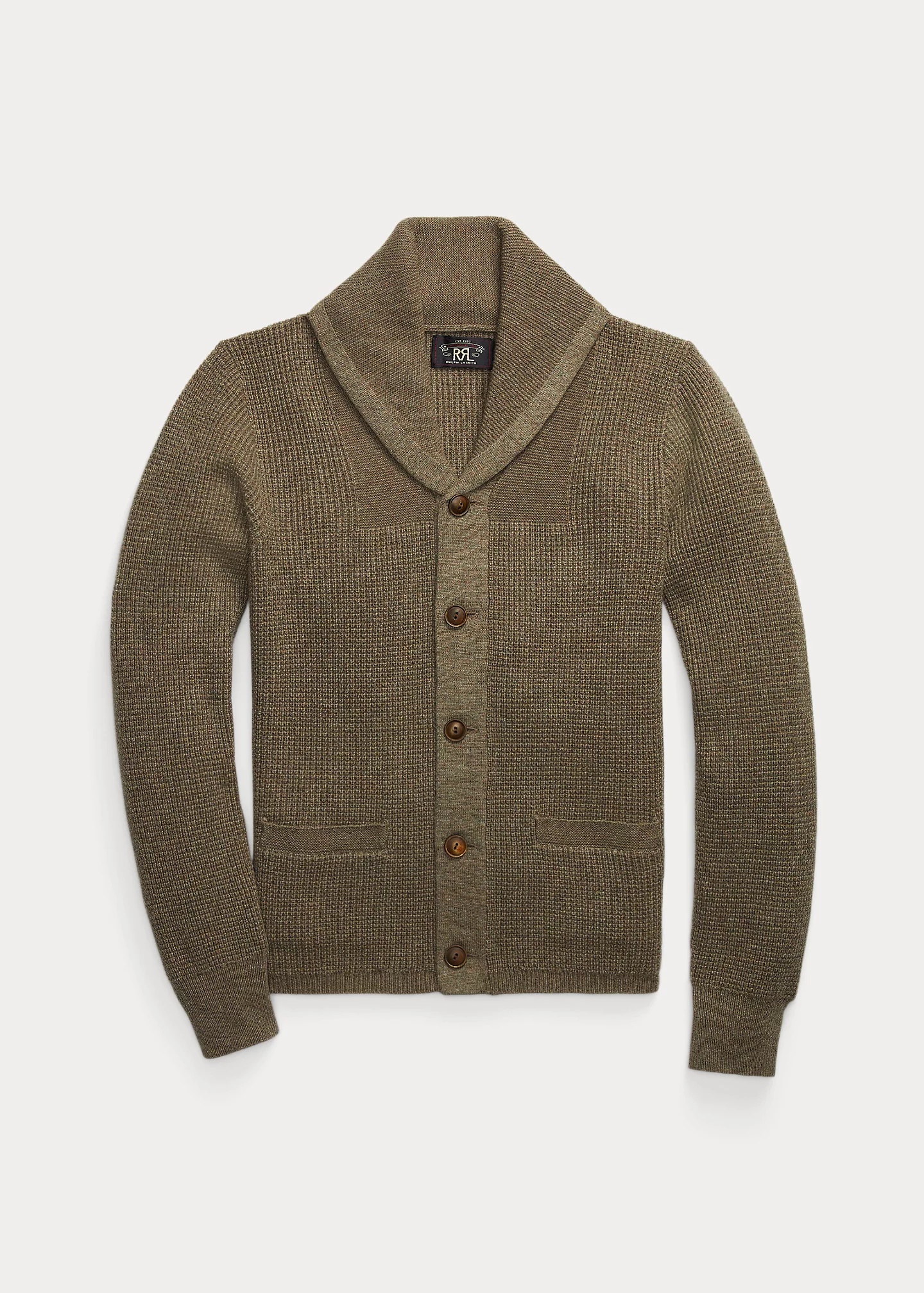 Waffle Cashmere Shawl-Collar Cardigan - 1