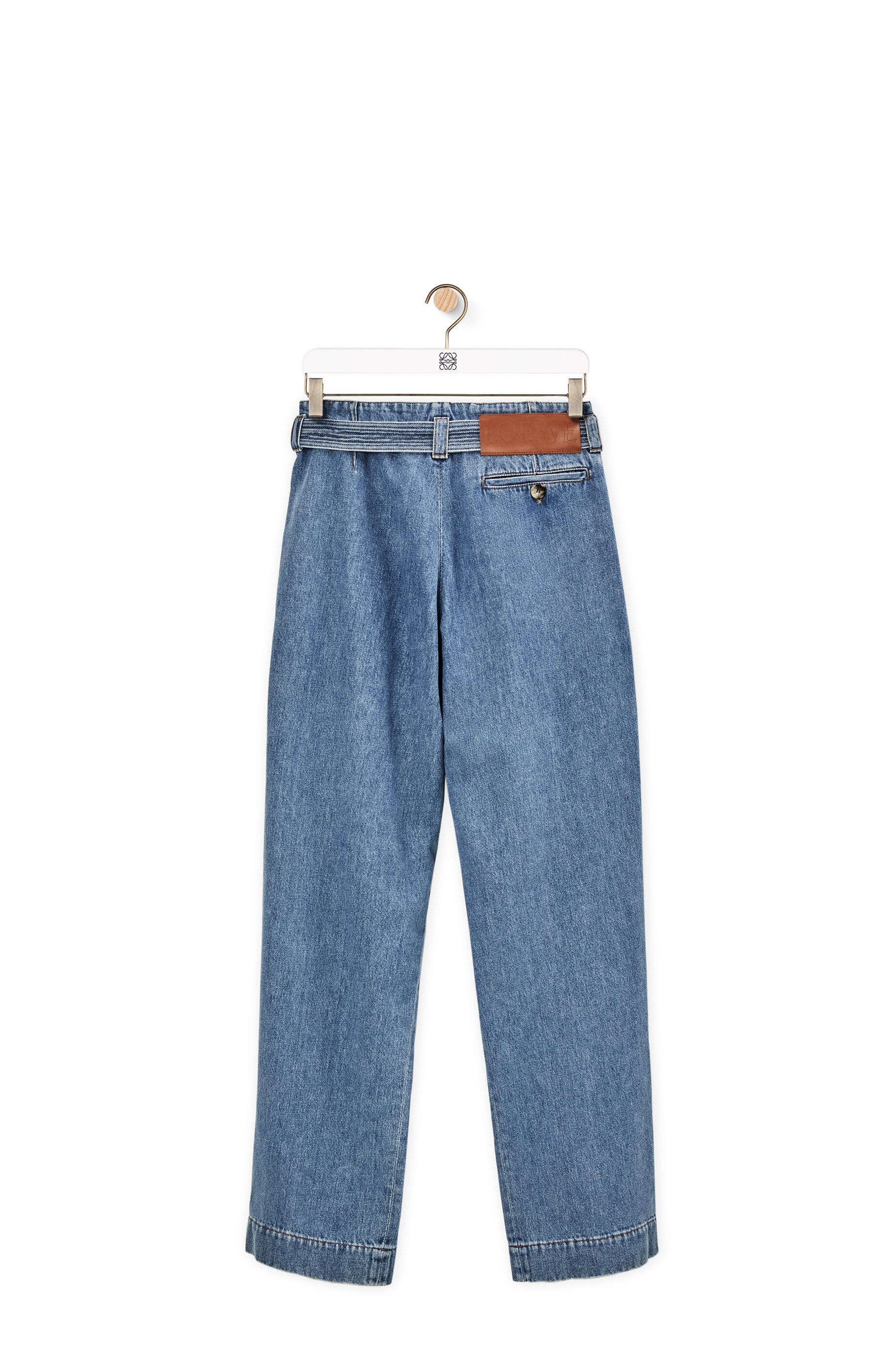 Belted high waist jeans in cotton - 2