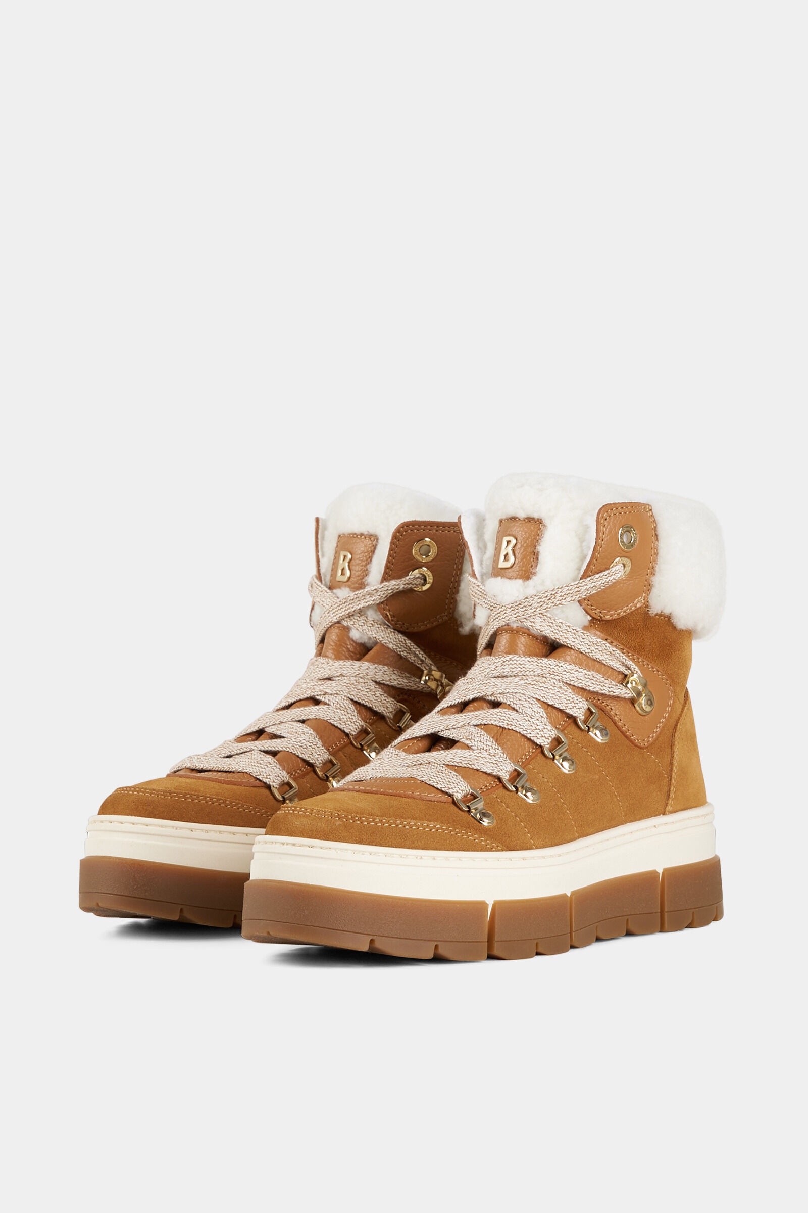 Vaduz Lace-up boots with spikes in Cognac - 4