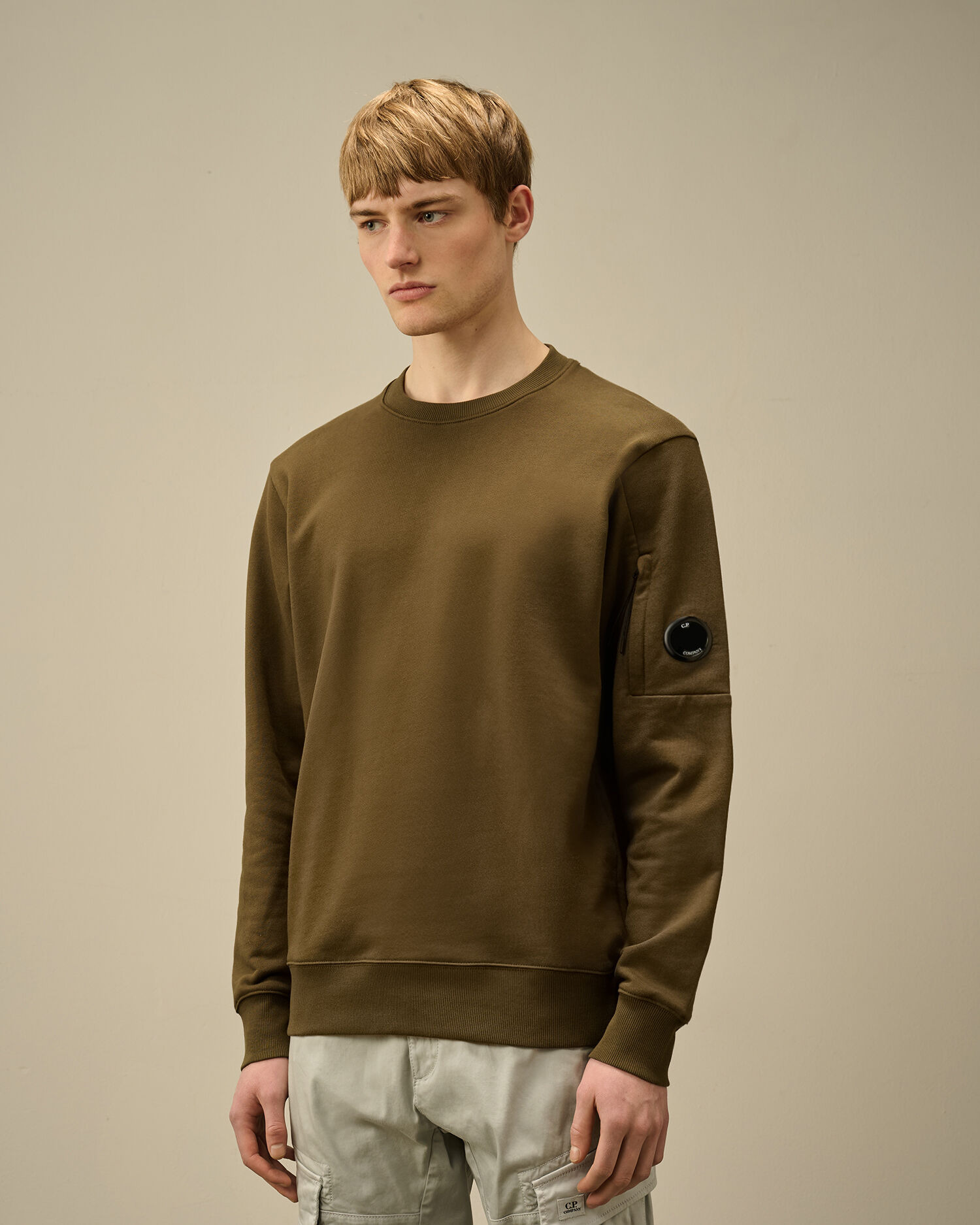 Diagonal Raised Fleece Crewneck Lens Sweatshirt - 3