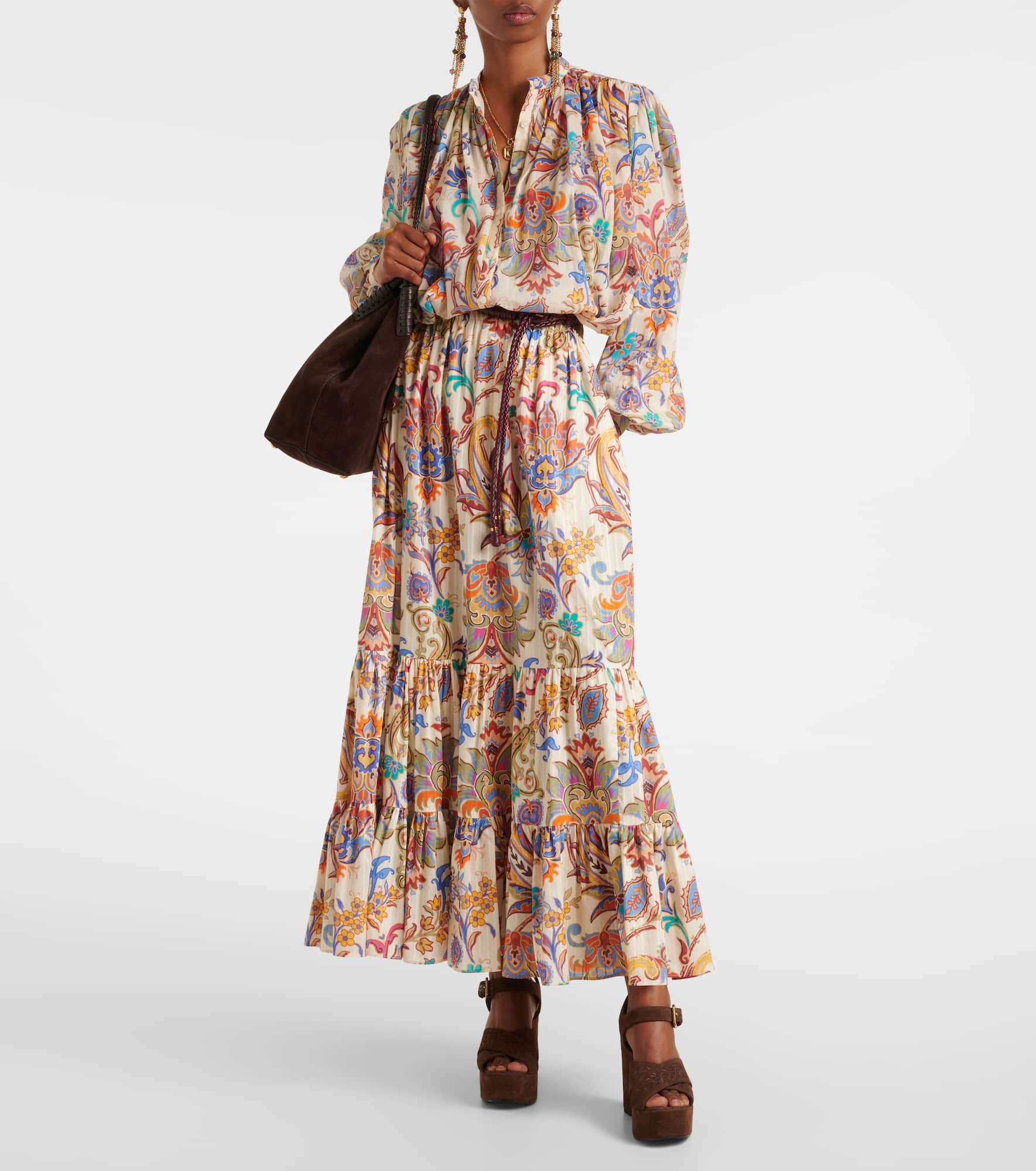 Paisley tiered cotton maxi skirt - 2