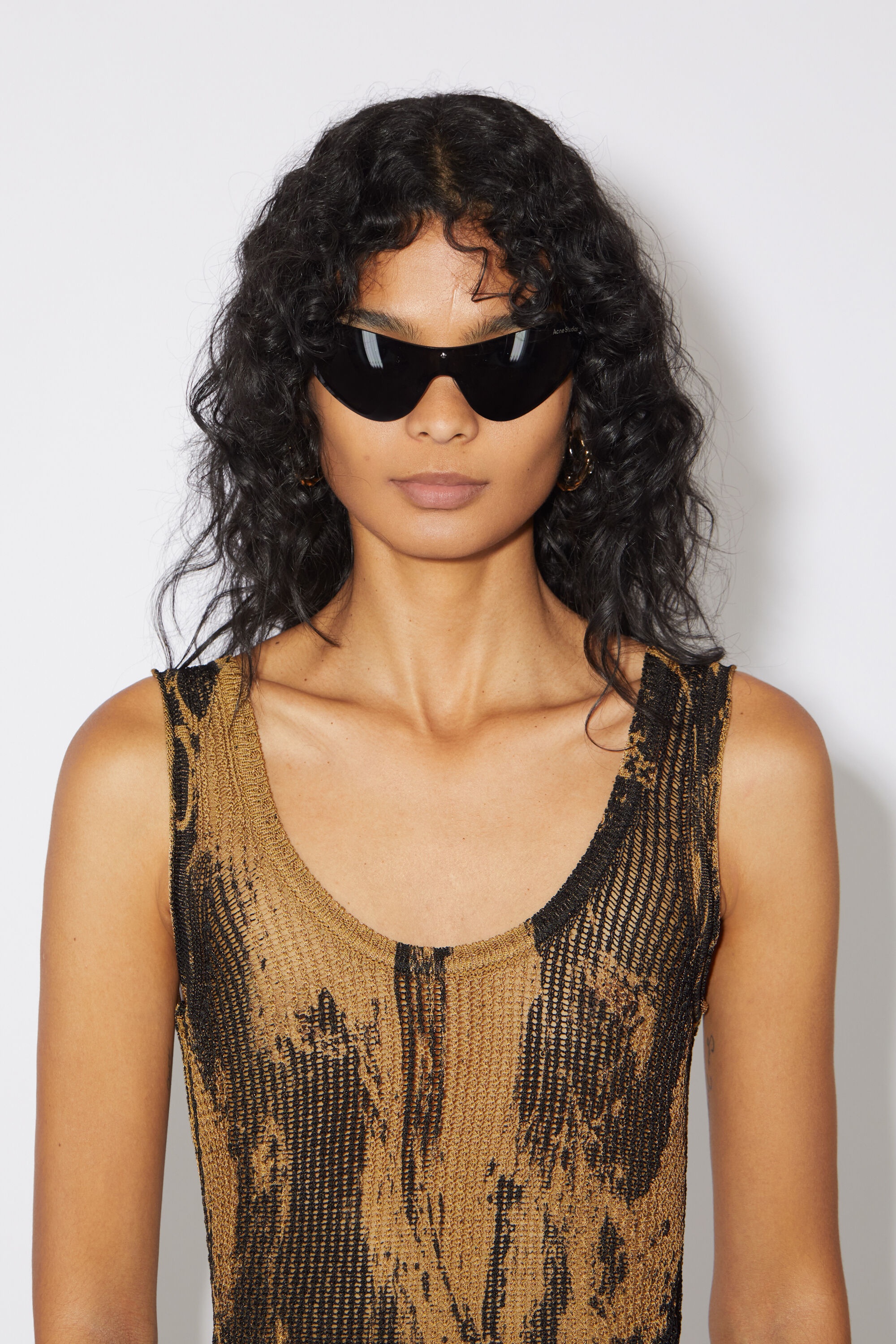 Printed tank top - Camel/black - 4