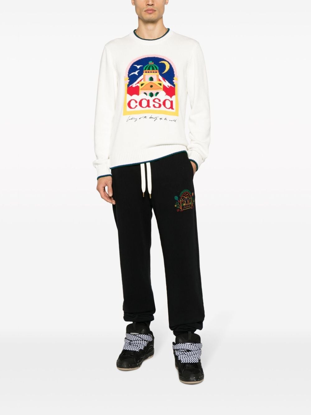 Rainbow Crayon Temple-embroidery track pants - 2