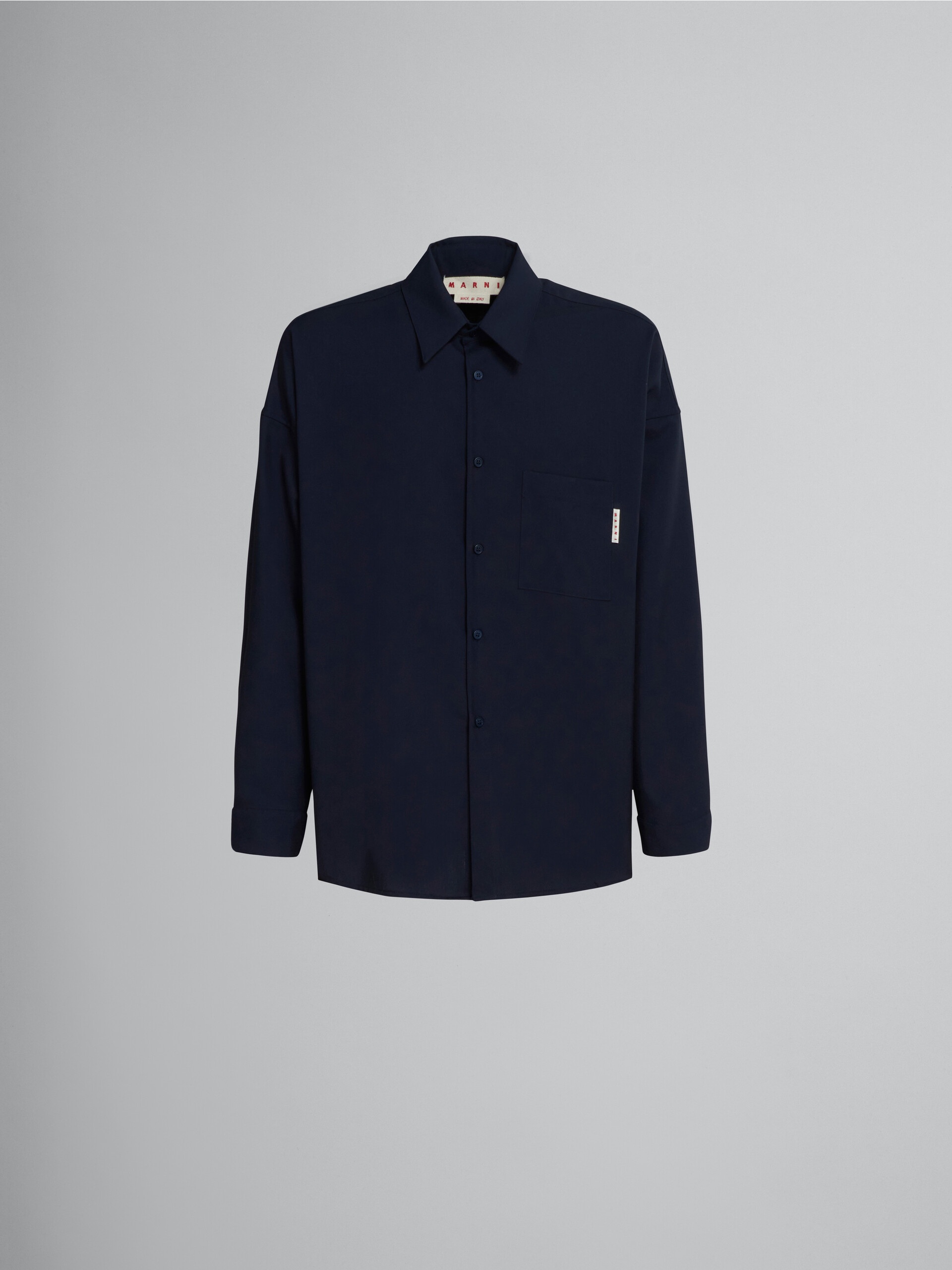 【関税込み】Marni ネイビー Tropical シャツ Marni BLUE TROPICAL WOOL SHIRT | REVERSIBLE