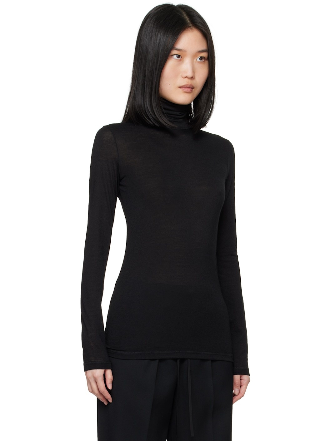 Black Bonded Logo Turtleneck - 4