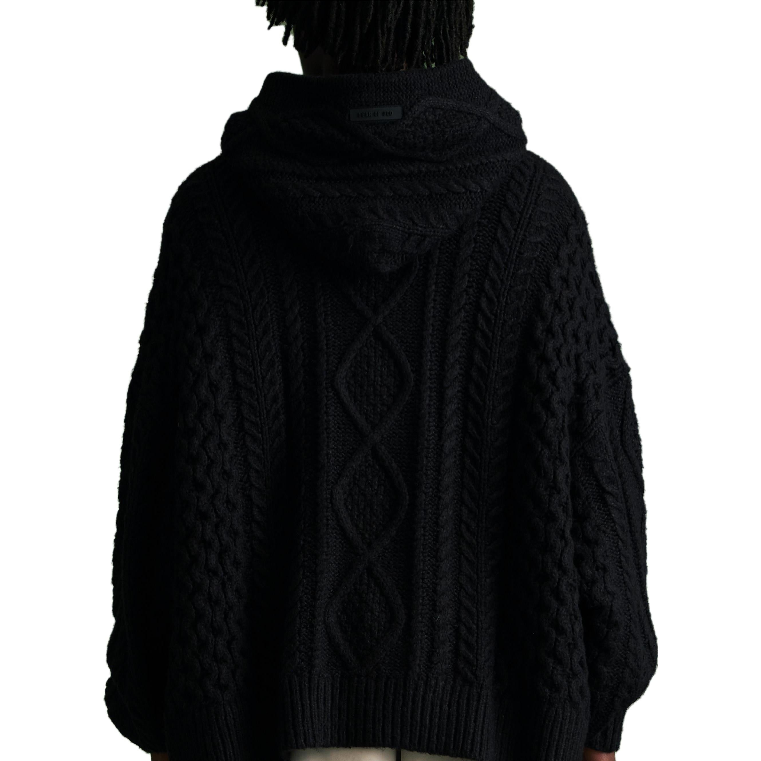 Fear of God Essentials FW23 Cable Knit Hoodie 'Jet Black' 192BT234390F - 6