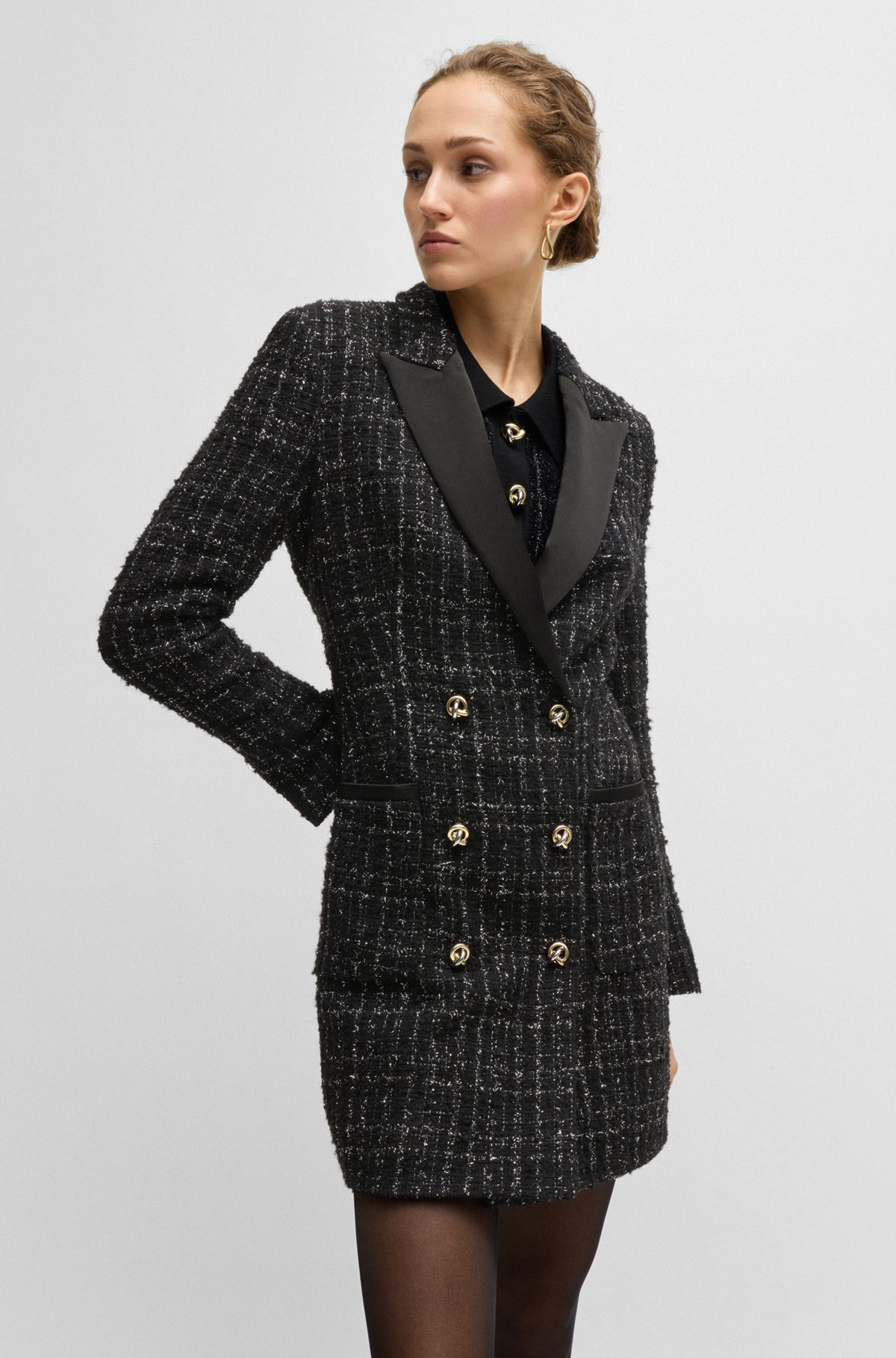 TUXEDO-STYLE DRESS IN SPARKLING TWEED - 6