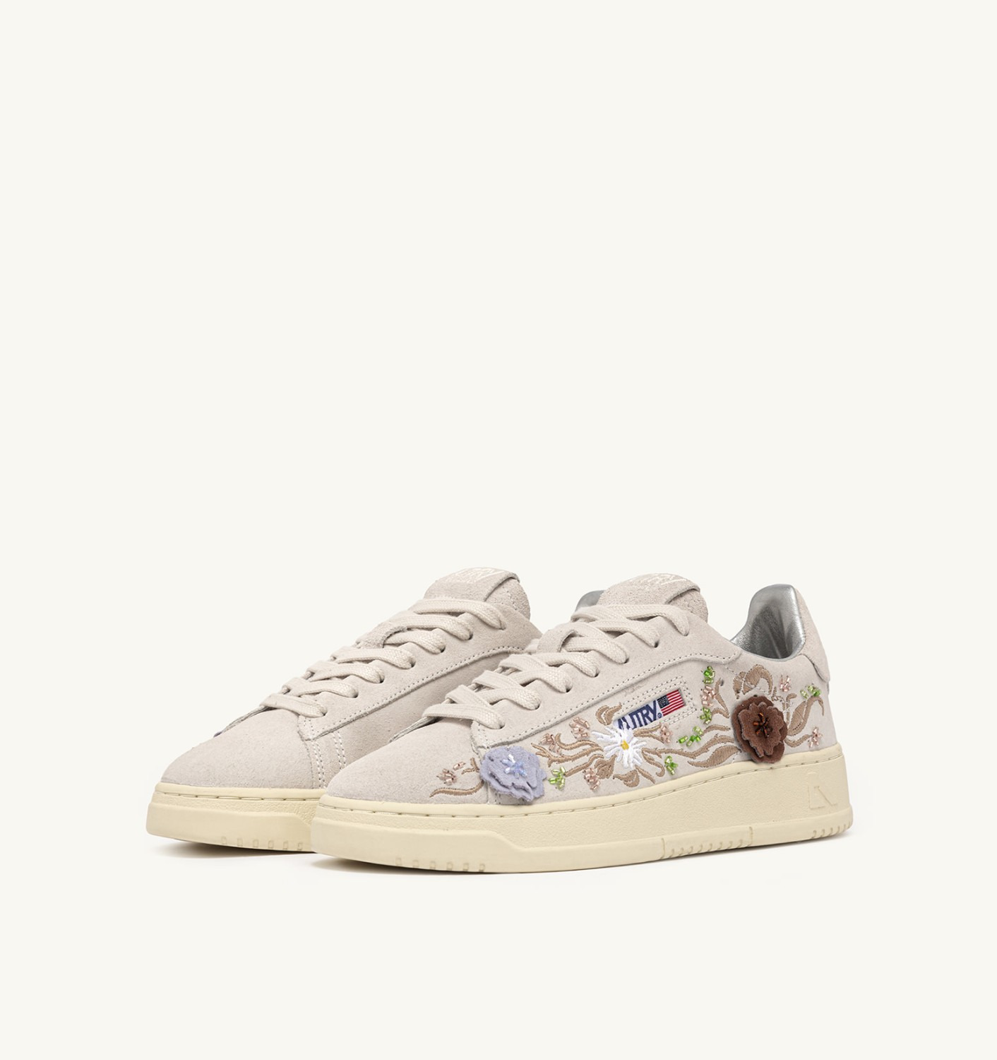 DALLAS LOW 'FLORAL' SNEAKERS IN WHITE SUEDE - 2