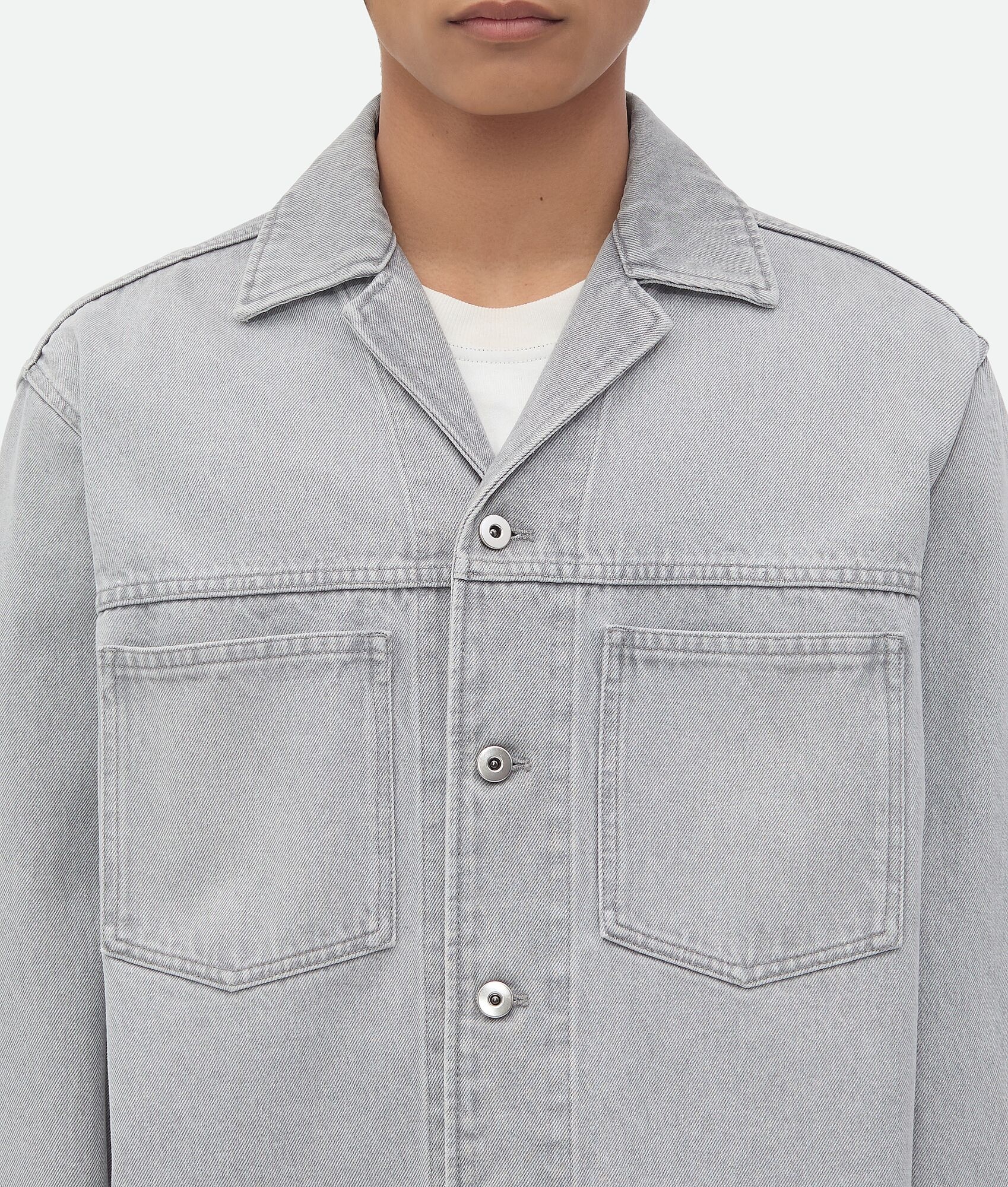 Light Grey Washed Denim Shirt - 5