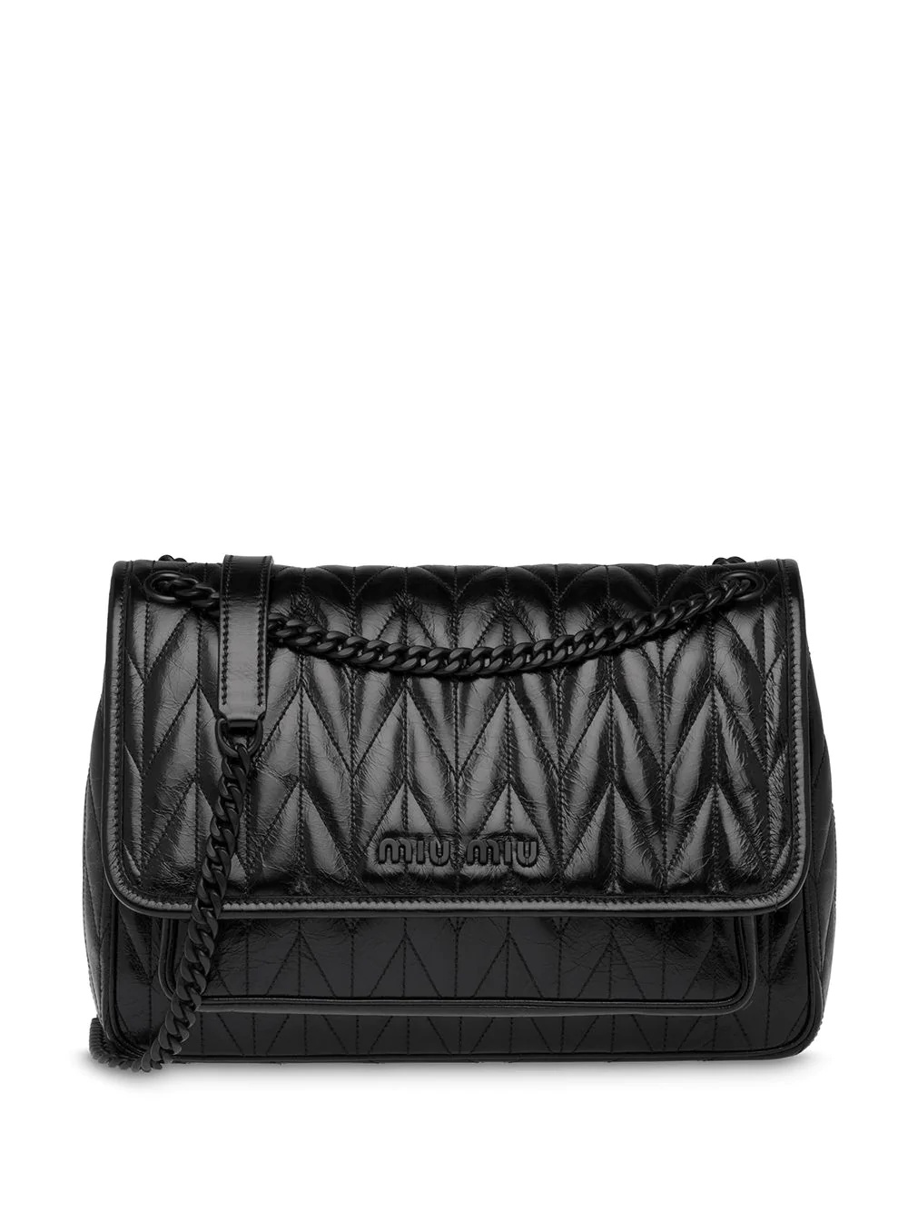 shiny leather shoulder bag - 1