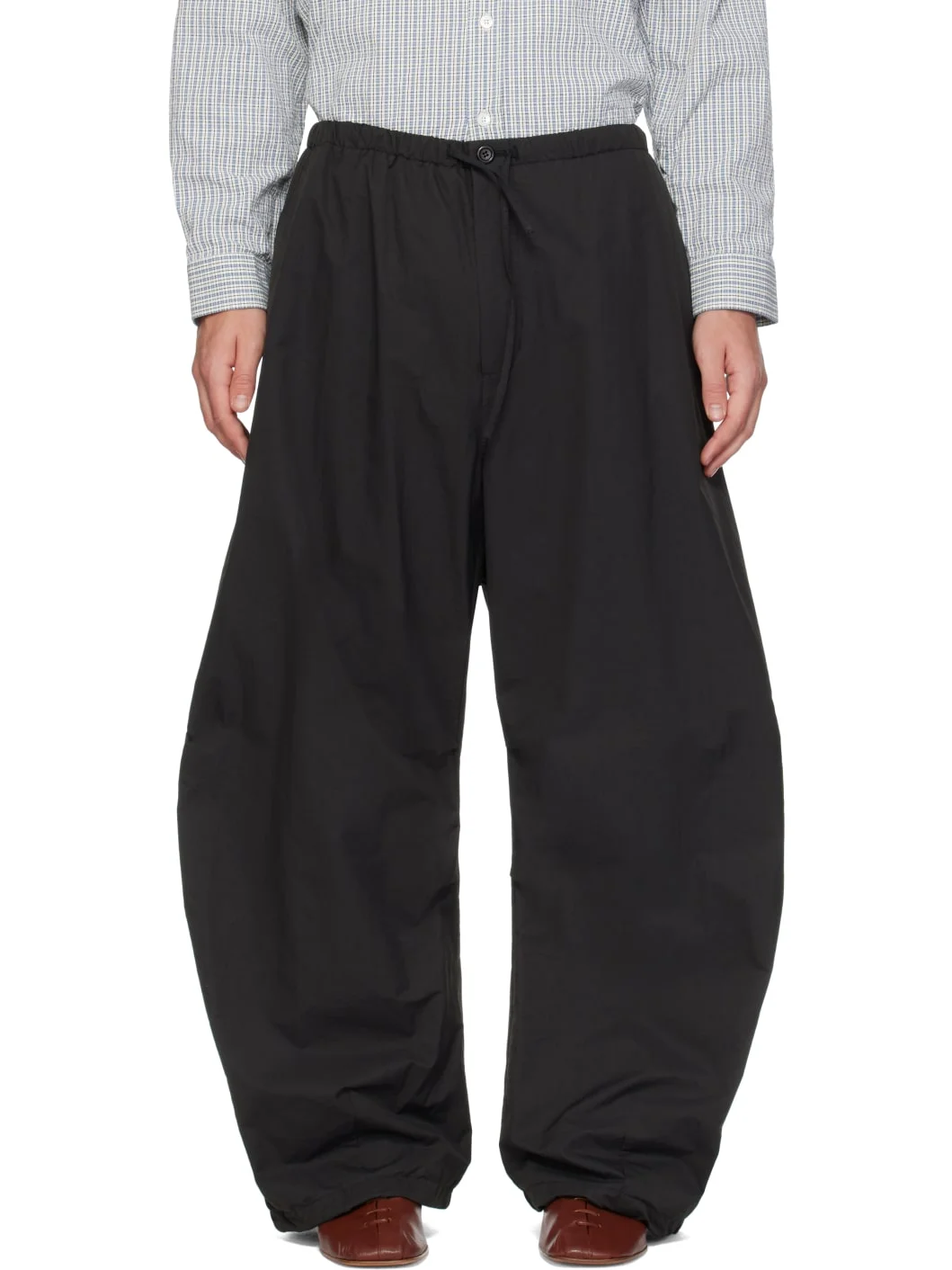 Black Drawstring Wide Fatigue Trousers - 1