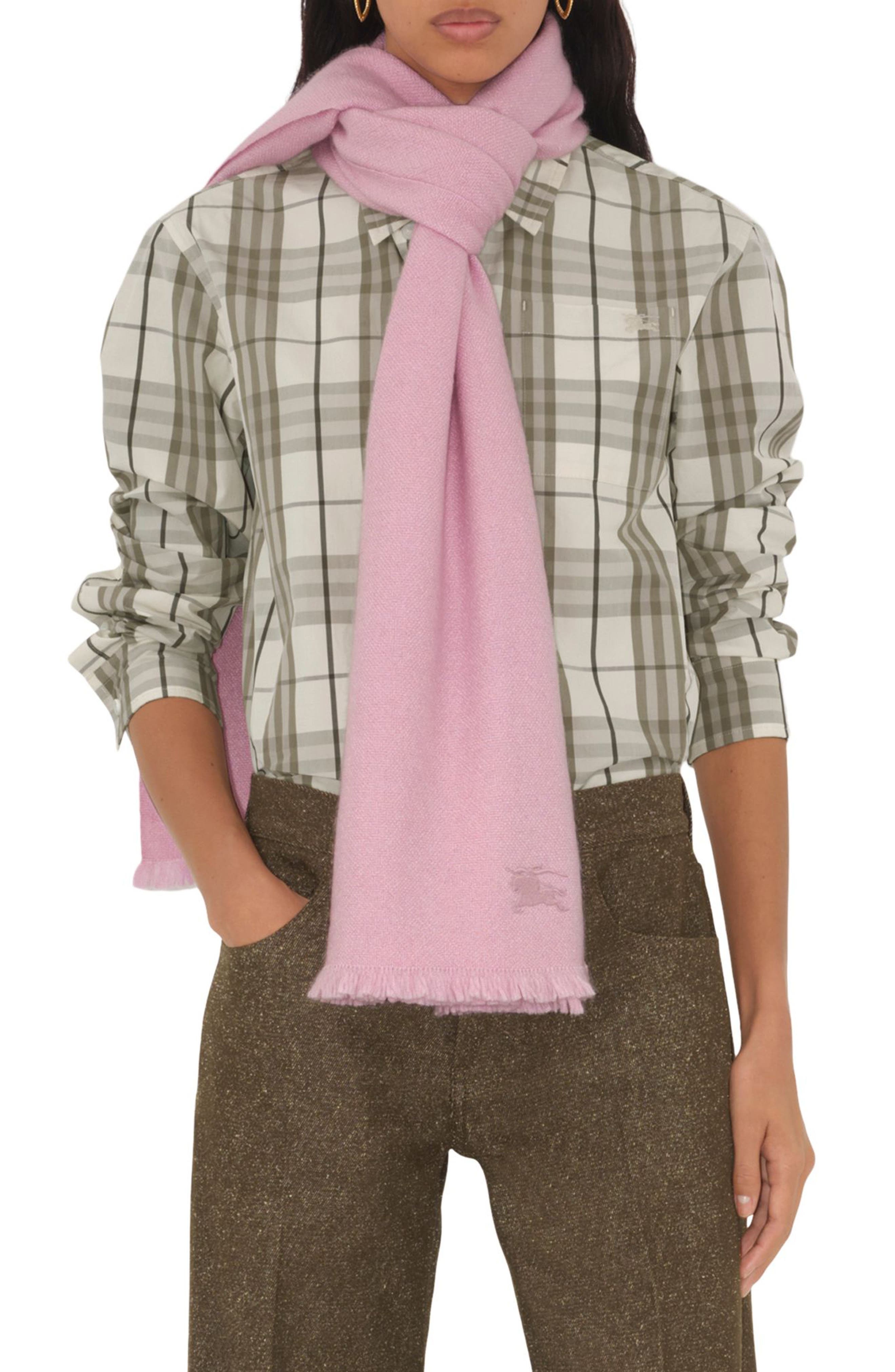 burberry Equestrian Knight Design Cashmere & Silk Fringe Scarf in Dawn at Nordstrom - 3