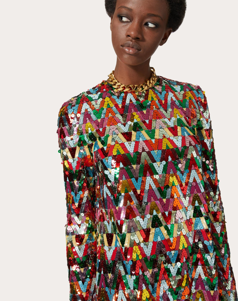 EMBROIDERED CHIFFON DRESS 5