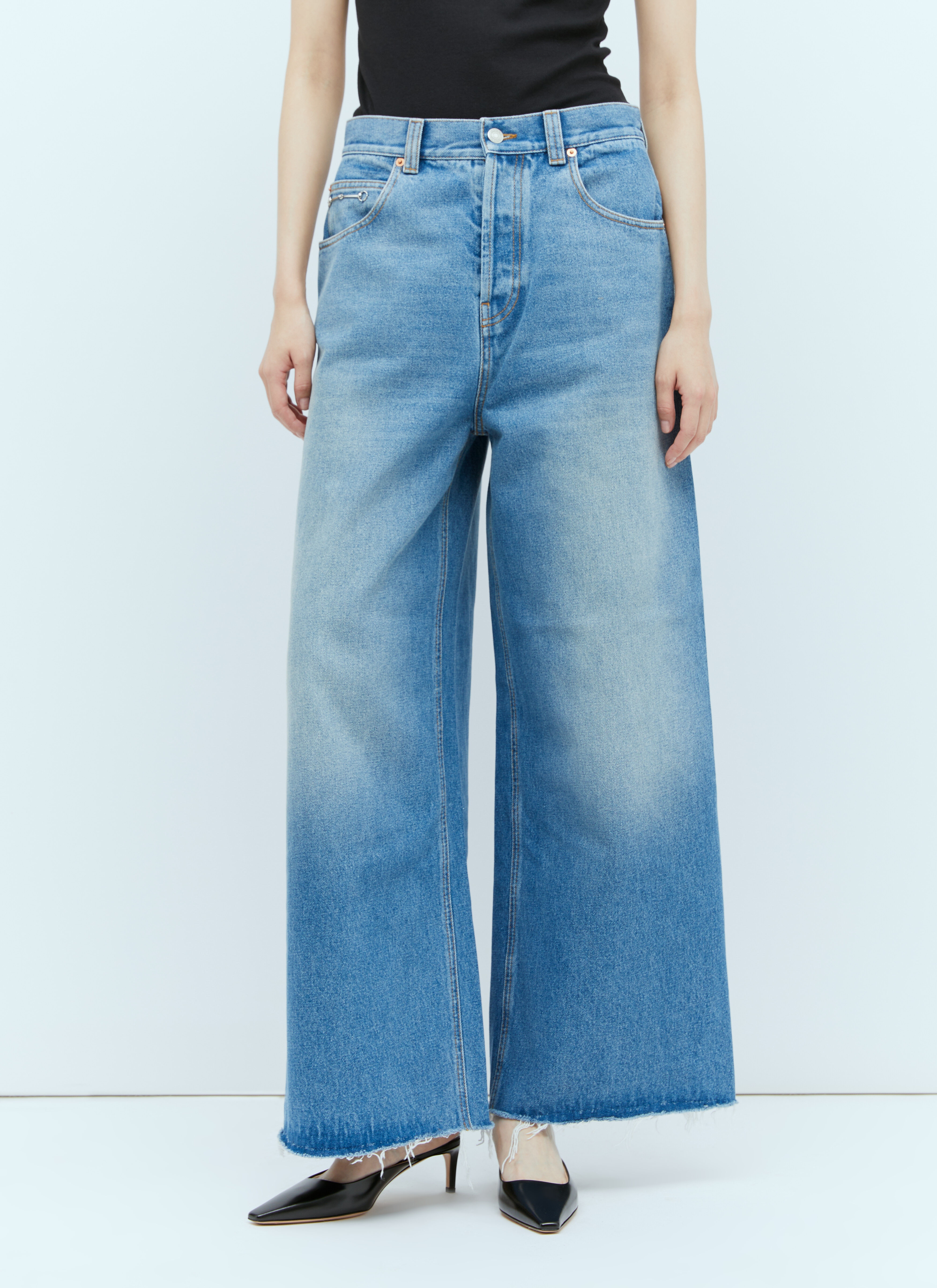 Wide Leg Horsebit Jeans - 1