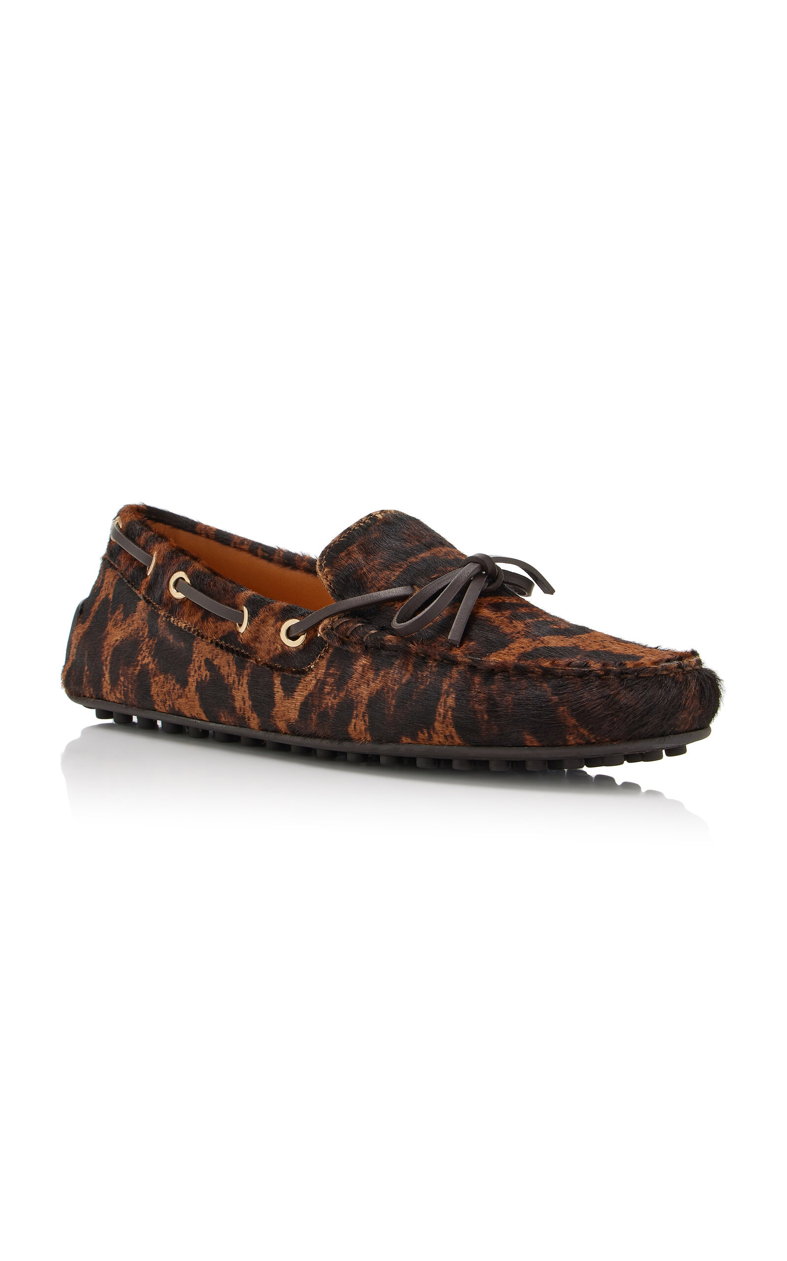 Leopard-Print Pony Hair Driving Loafers animal - 4