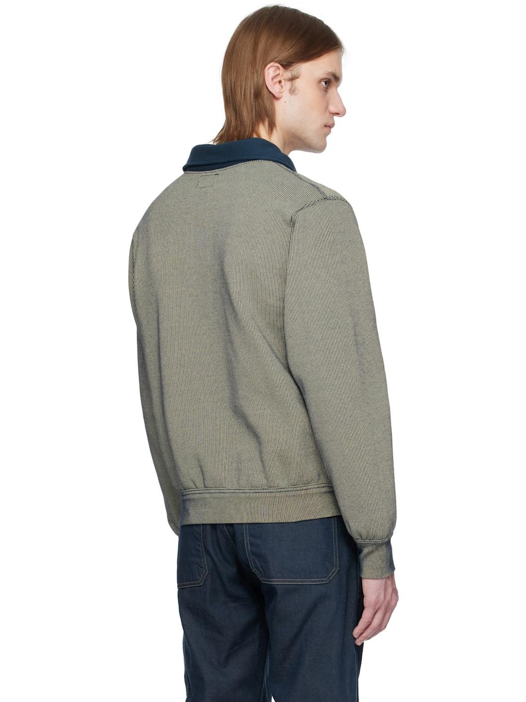 Navy Striped Jacquard-Knit Cardigan - 3