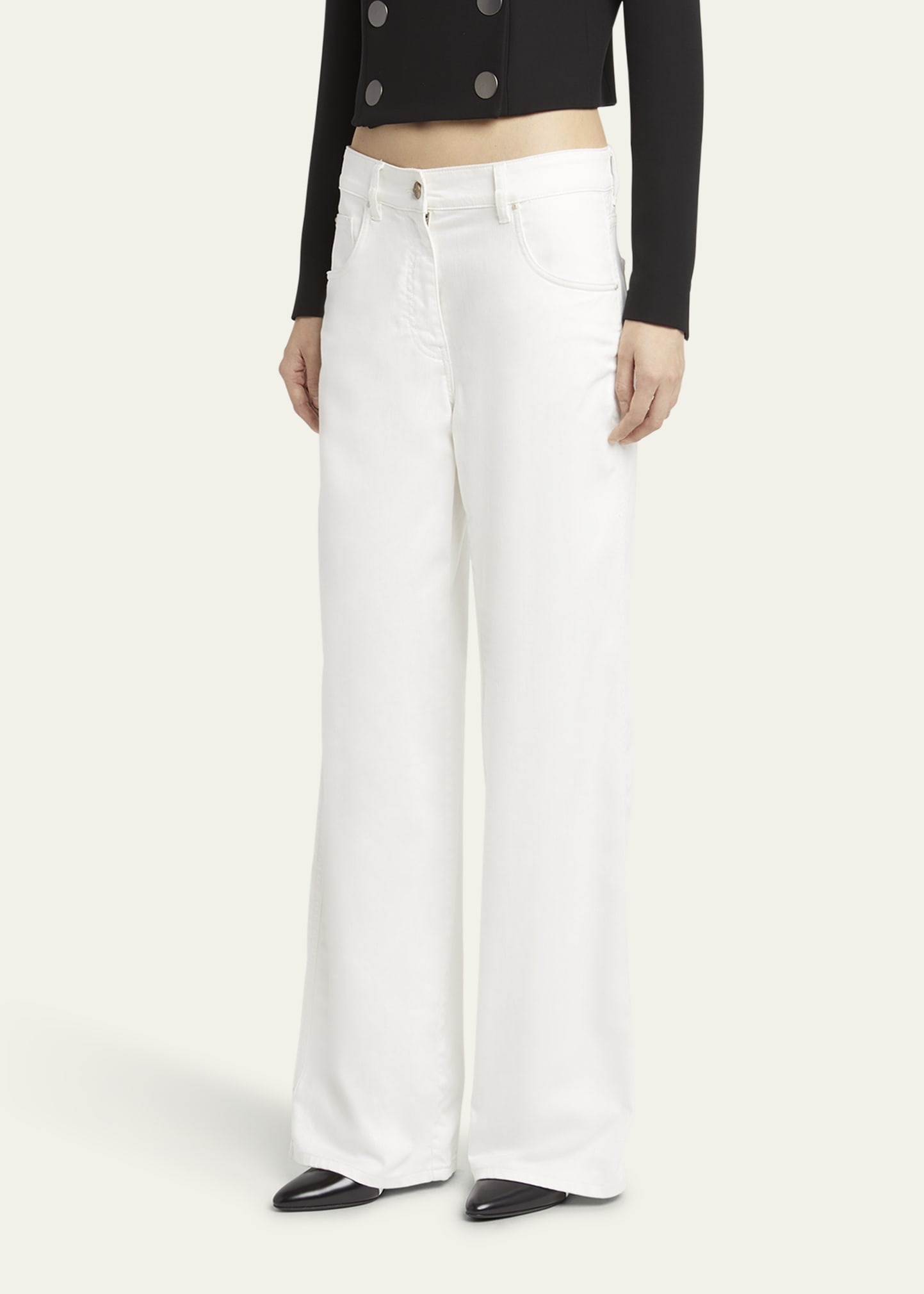 Wide Leg Stretch-Cotton Jeans - 4