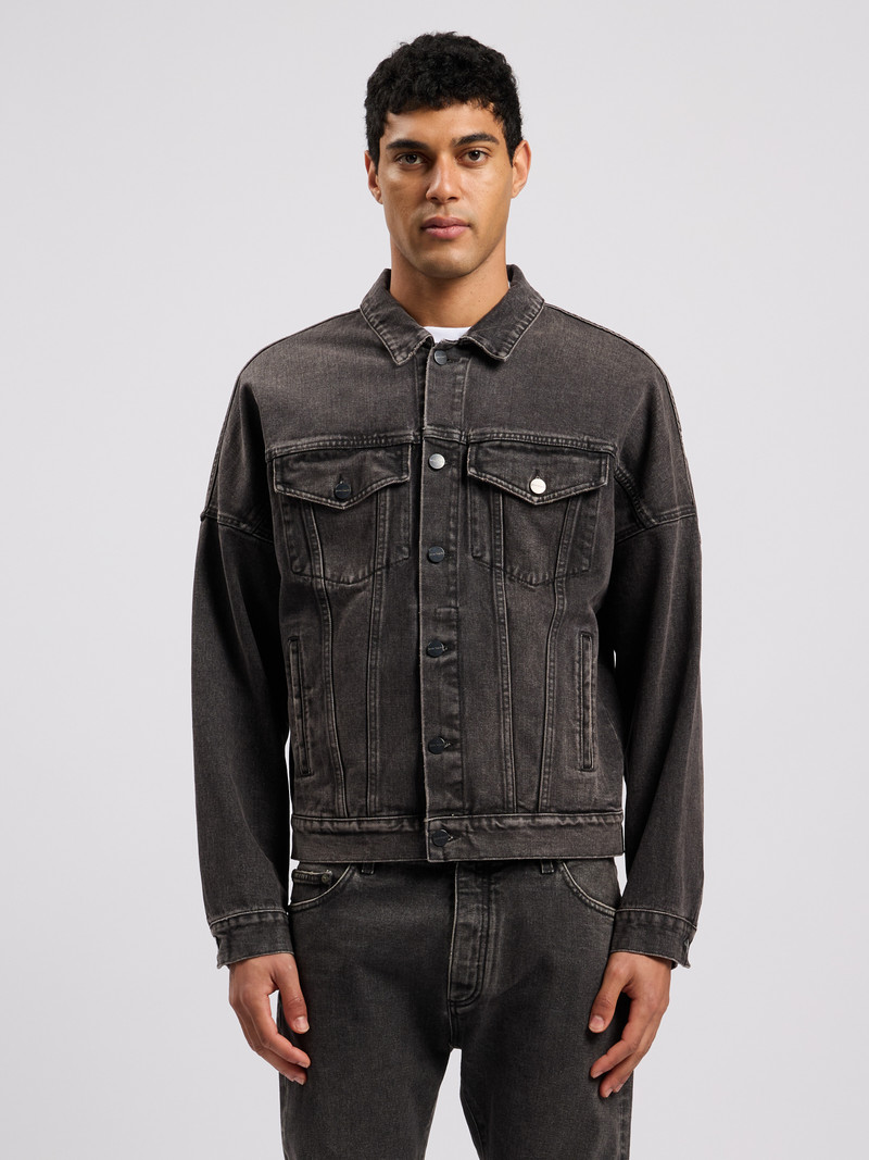 Palm Angels BLACK LOGO DENIM JACKET outlook