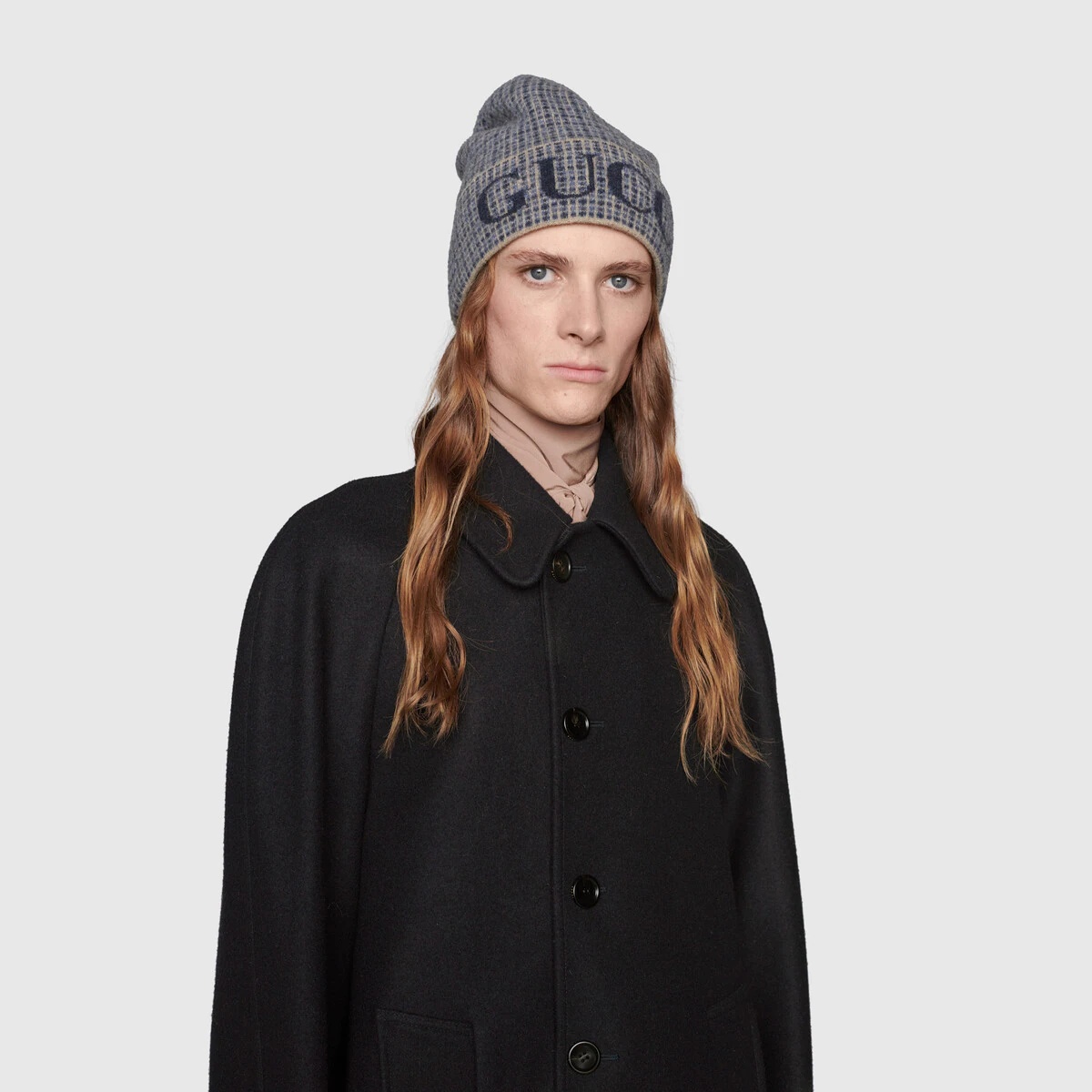 Wool check hat with Gucci - 4